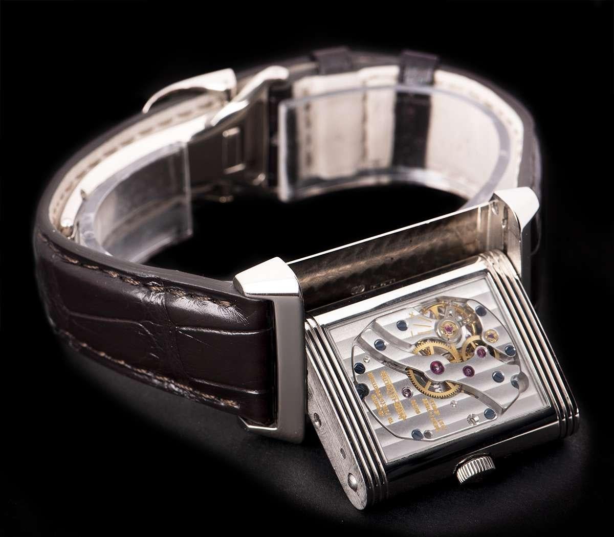 Jaeger LeCoultre Reverso Day and Night Gents White Gold Black Dial 270.3.63 In Excellent Condition In London, GB