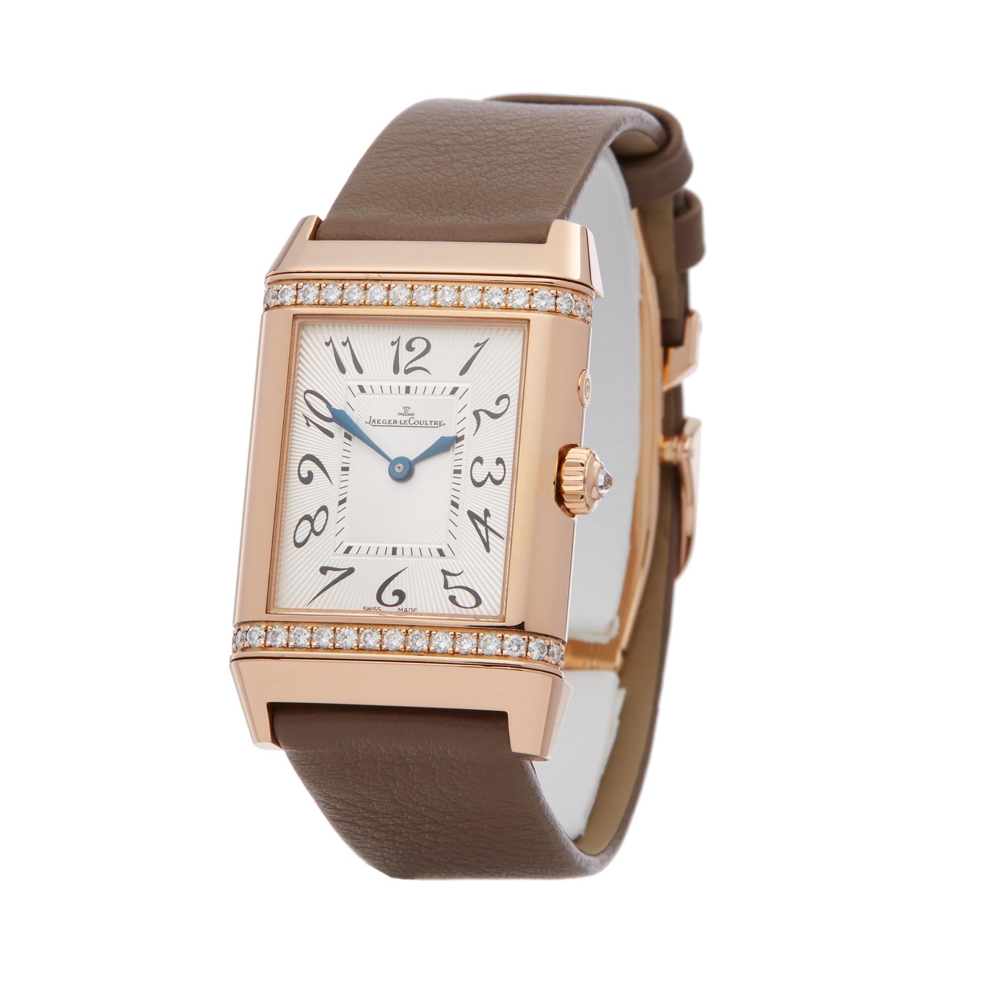 Ref: W6265
Manufacturer: Jaeger-LeCoultre
Model: Reverso
Model Ref: 269.254
Age: 29th July 2014
Gender: Ladies
Complete With: Box, Manuals & Guarantee
Dial: Cream Arabic
Glass: Sapphire Crystal
Movement: Mechanical Wind
Water Resistance: To