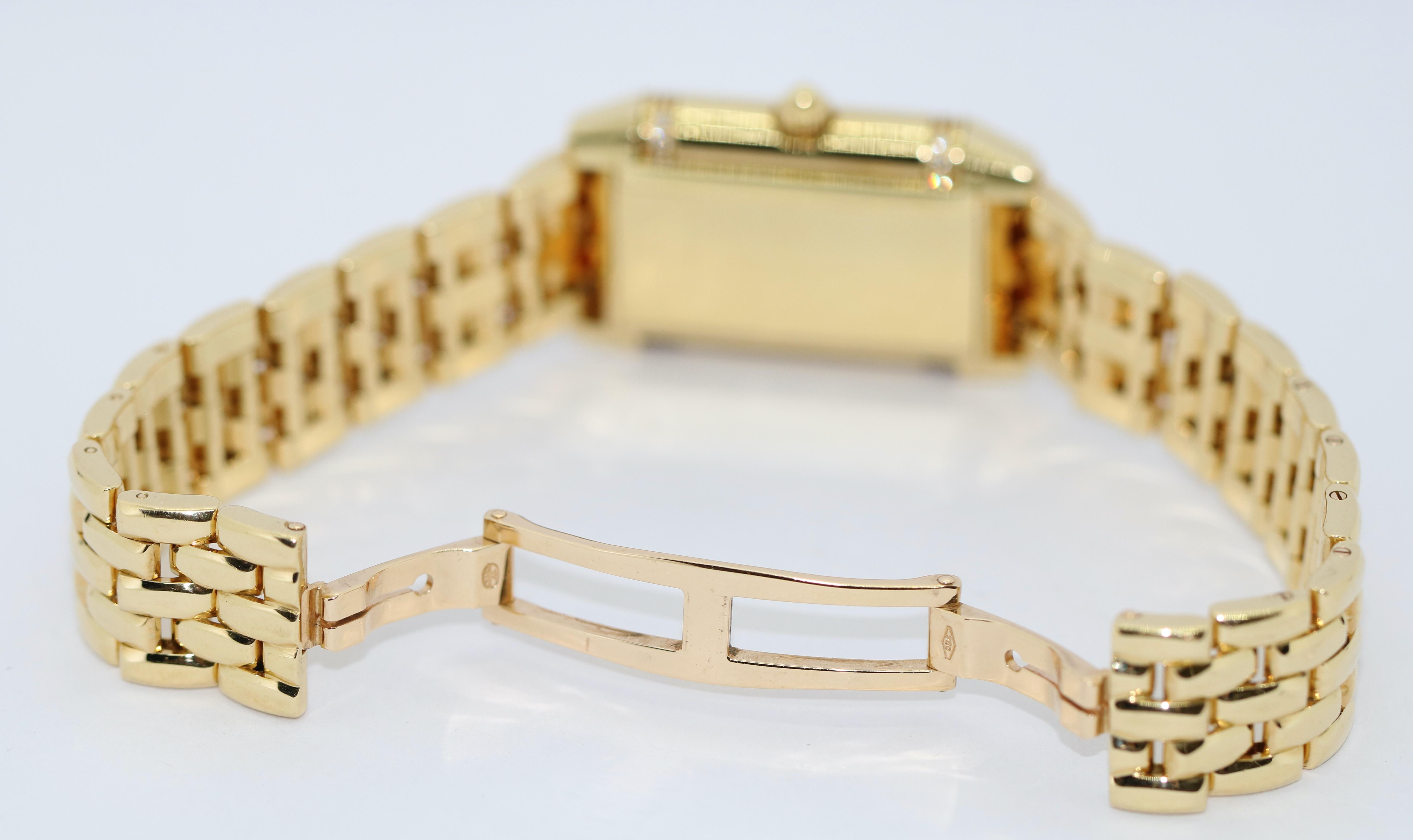 Round Cut Jaeger-LeCoultre Reverso Duetto 18k Gold Ladies Wristwatch with Diamonds