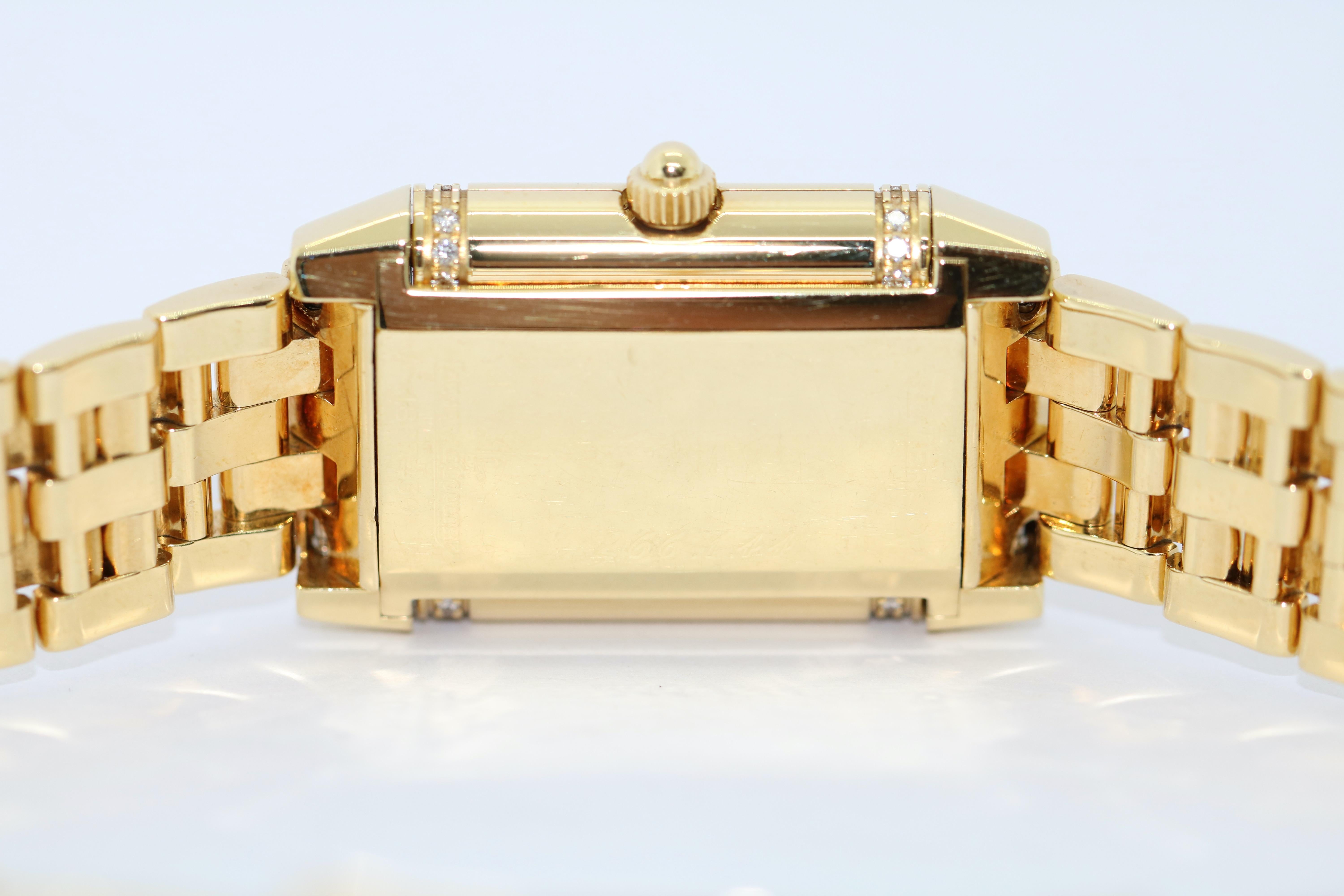 Jaeger-LeCoultre Reverso Duetto 18k Gold Ladies Wristwatch with Diamonds In Good Condition In Berlin, DE