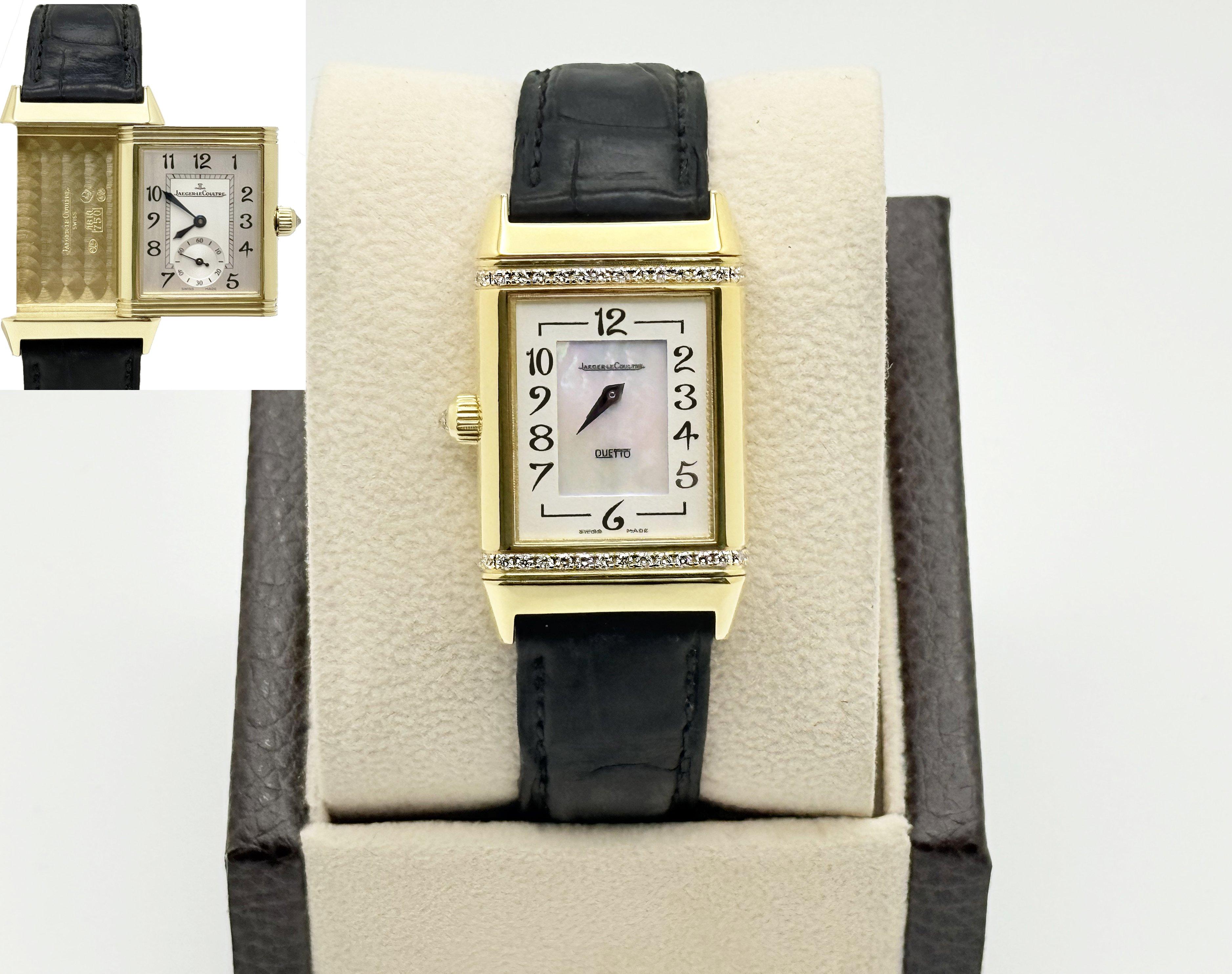 Jaeger-LeCoultre Reverso Duetto Classique 256.1.75 Lunetta con diamanti MOP Oro 18 carati In condizioni ottime in vendita a San Diego, CA