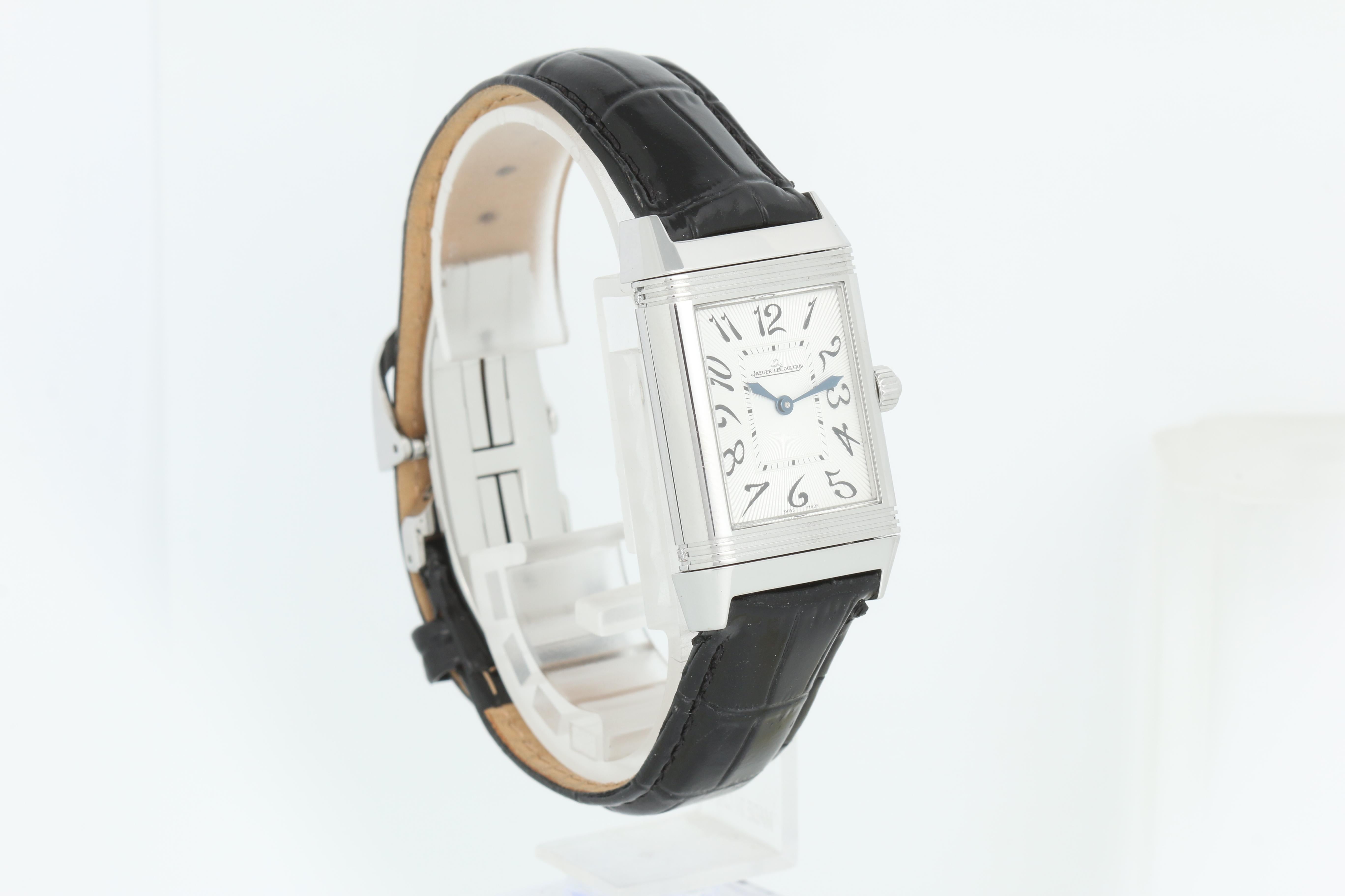 Jaeger LeCoultre Reverso Duetto Classique Ladies Steel Watch with Diamonds 265.8 In Excellent Condition In Dallas, TX