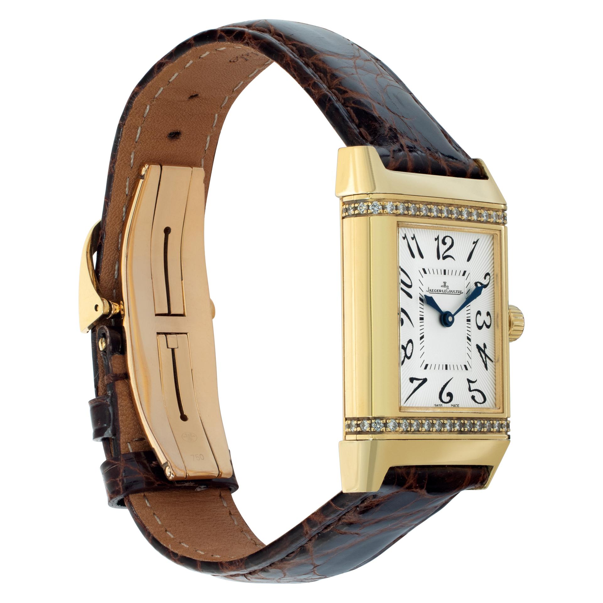 Women's Jaeger LeCoultre Reverso Duetto Duo 18k gold Manual Wristwatch Ref 256.1.75 For Sale