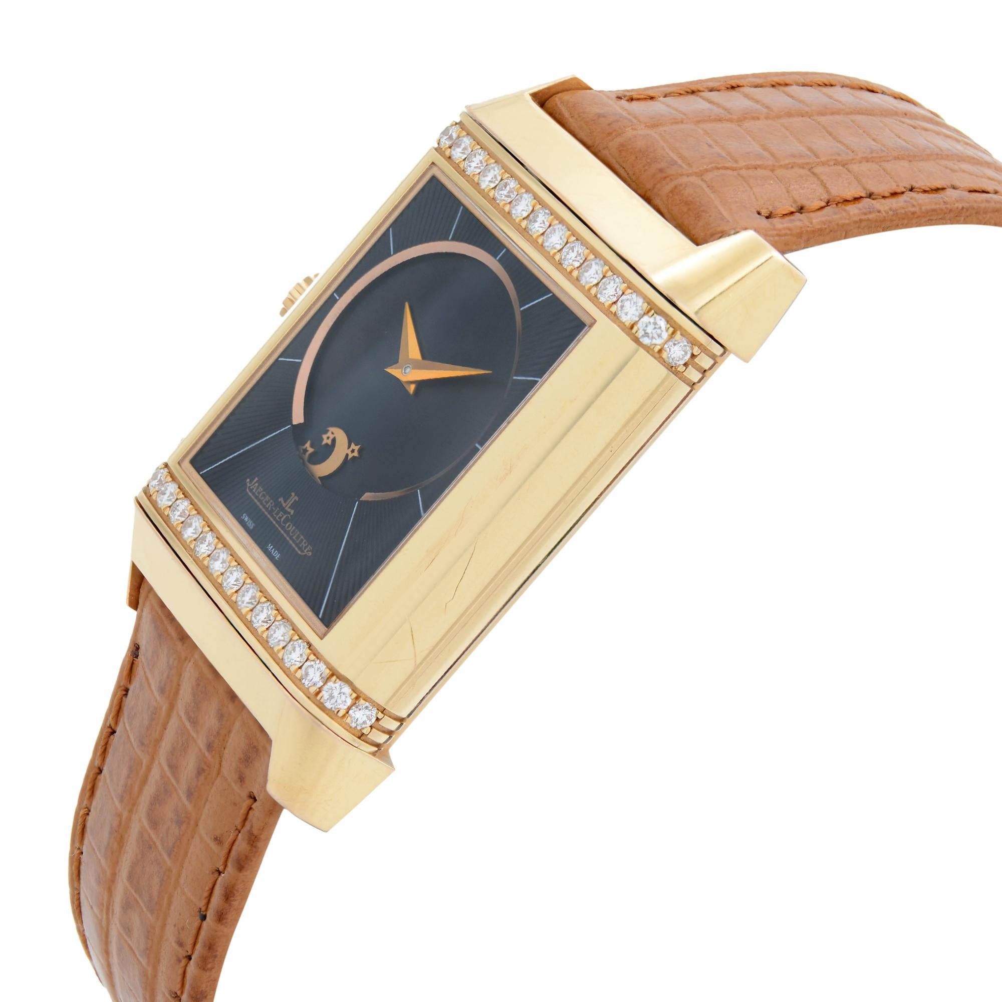 Jaeger LeCoultre Reverso Duetto Duo Classique Rose Gold Diamond Watch 269.2.54 In Excellent Condition In New York, NY