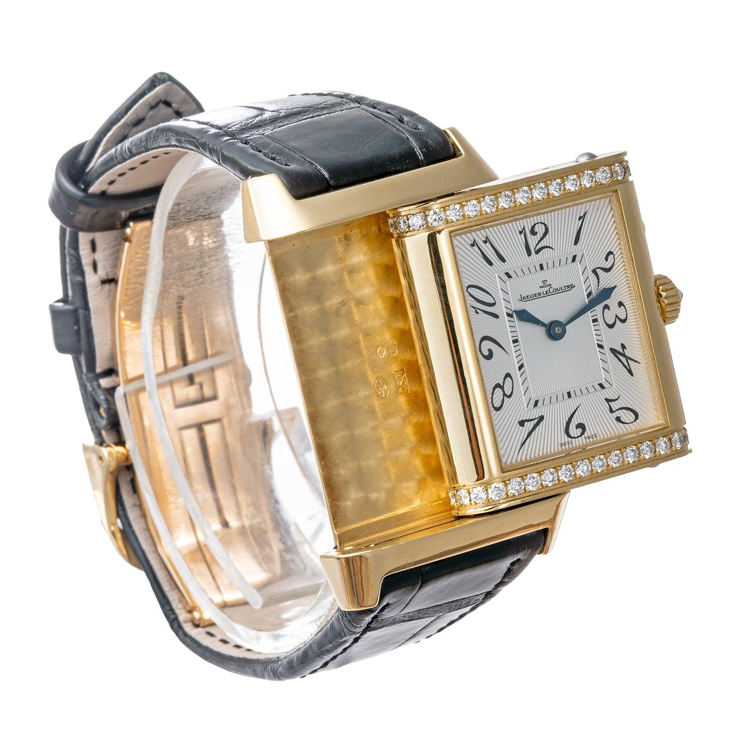 Taglio rotondo Jaeger-LeCoultre Reverso Duetto Duo Yellow Gold Diamond Wristwatch in vendita