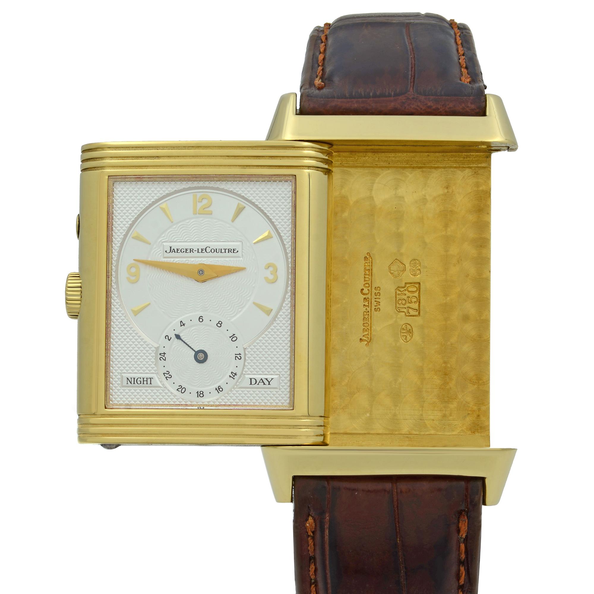 Jaeger LeCoultre Reverso Duo 18K Gold Silver Dial Hand Wind Men’s Watch 270.1.54 In Good Condition In New York, NY