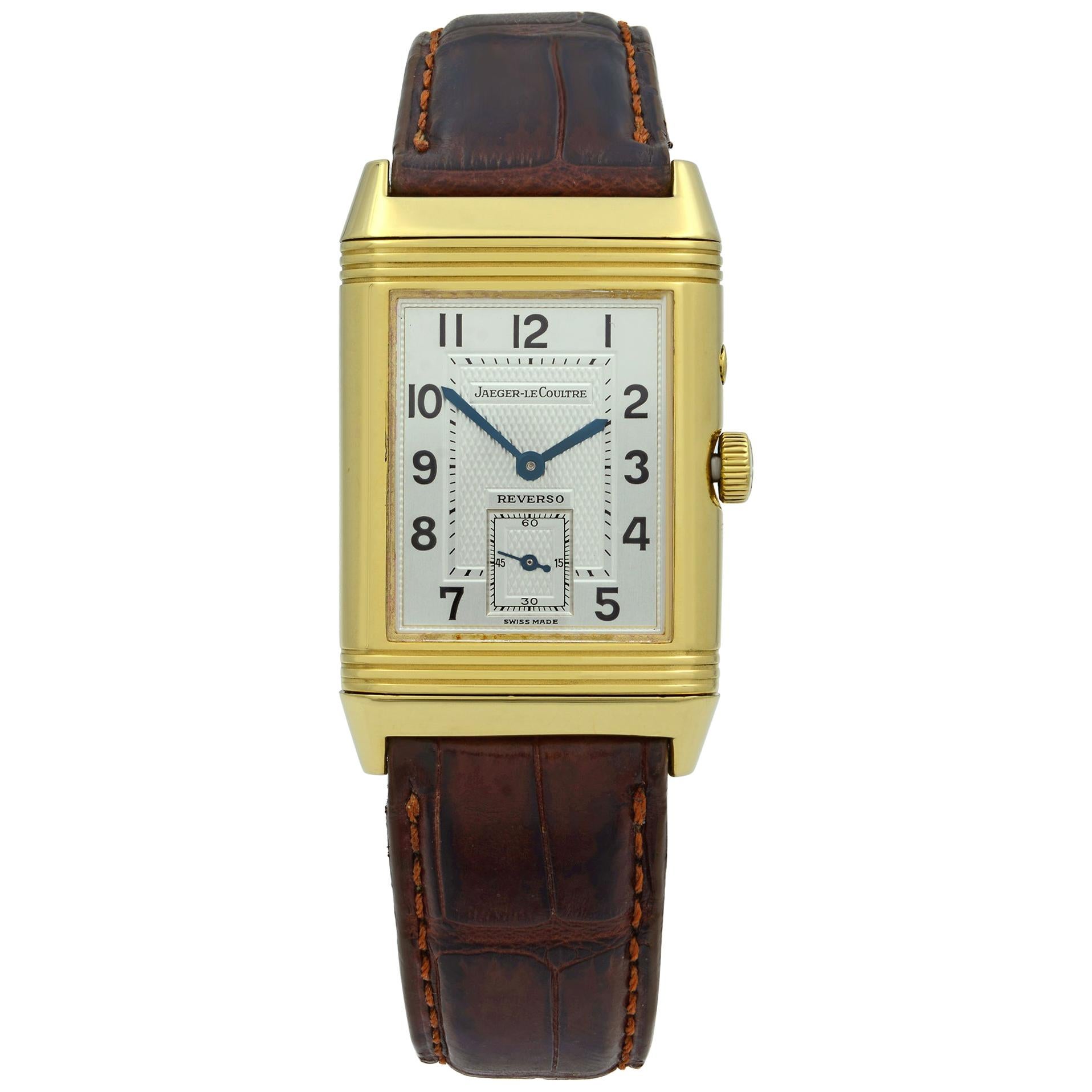 Jaeger LeCoultre Reverso Duo 18K Gold Silver Dial Hand Wind Men’s Watch 270.1.54