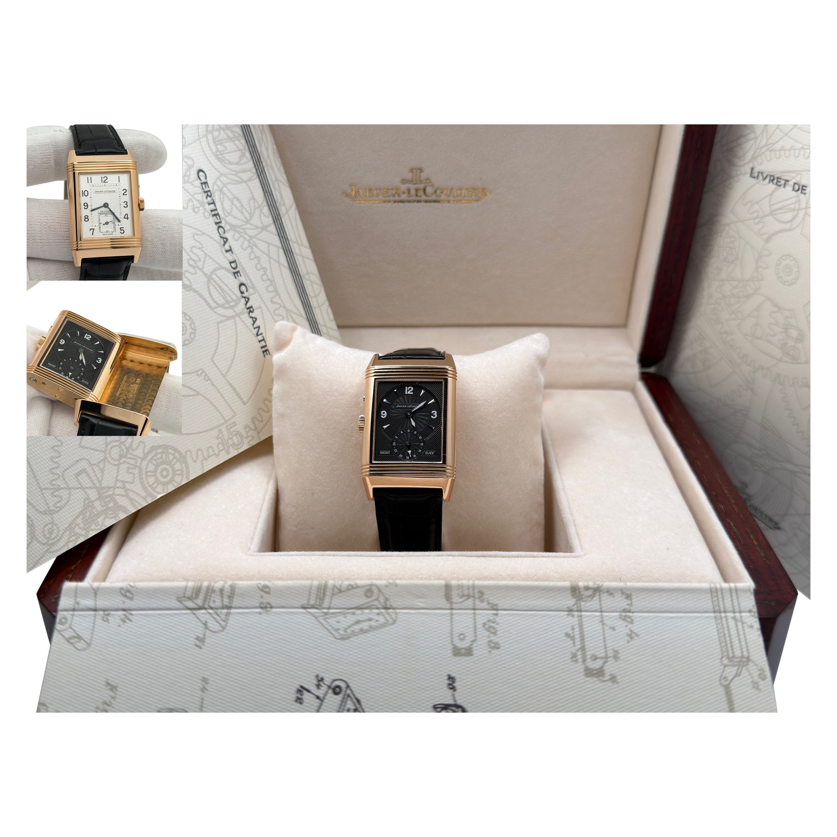Jaeger LeCoultre Reverso Duo Day Night 270.2.54 18k Rose Gold Box Paper
