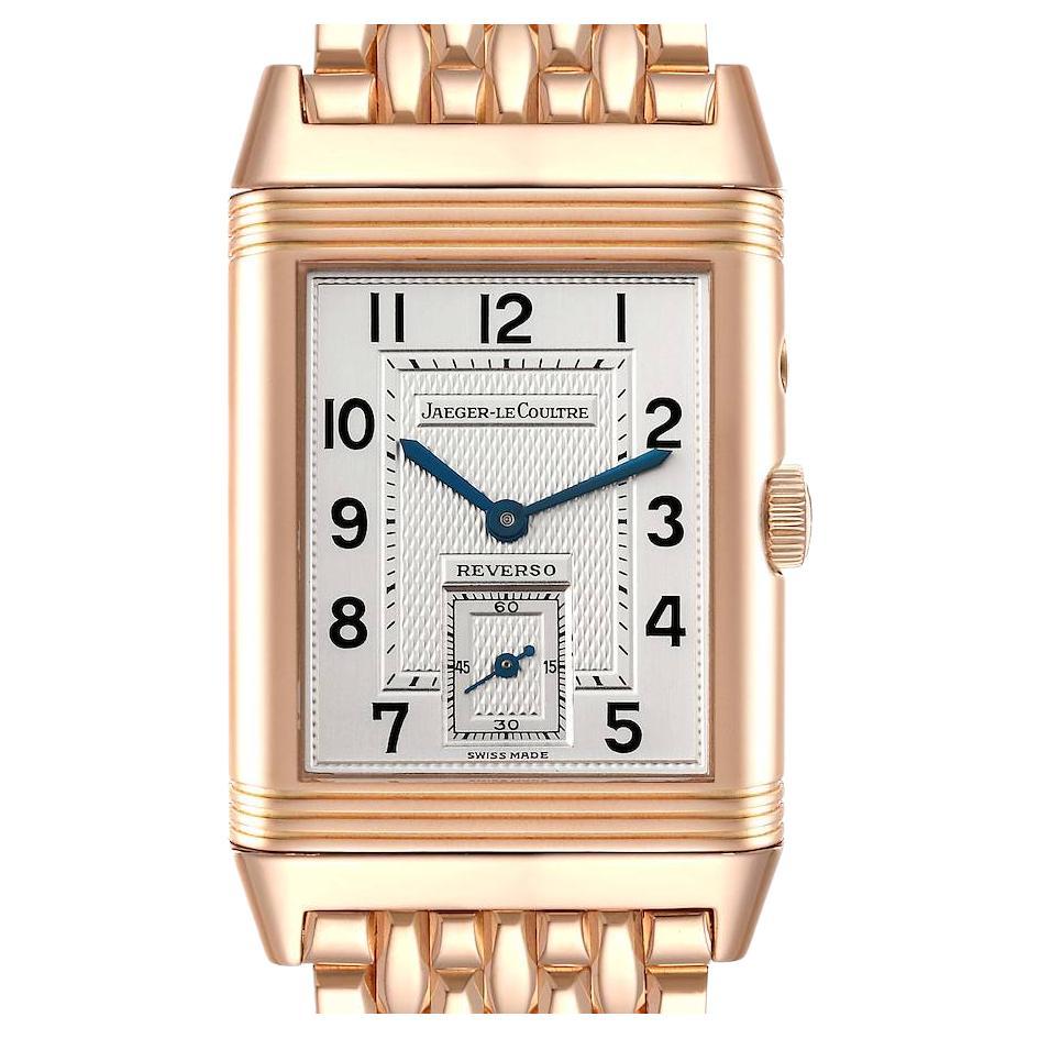 Jaeger LeCoultre Reverso Rose Gold Silver Dial Mens Watch 270.2.13 ...