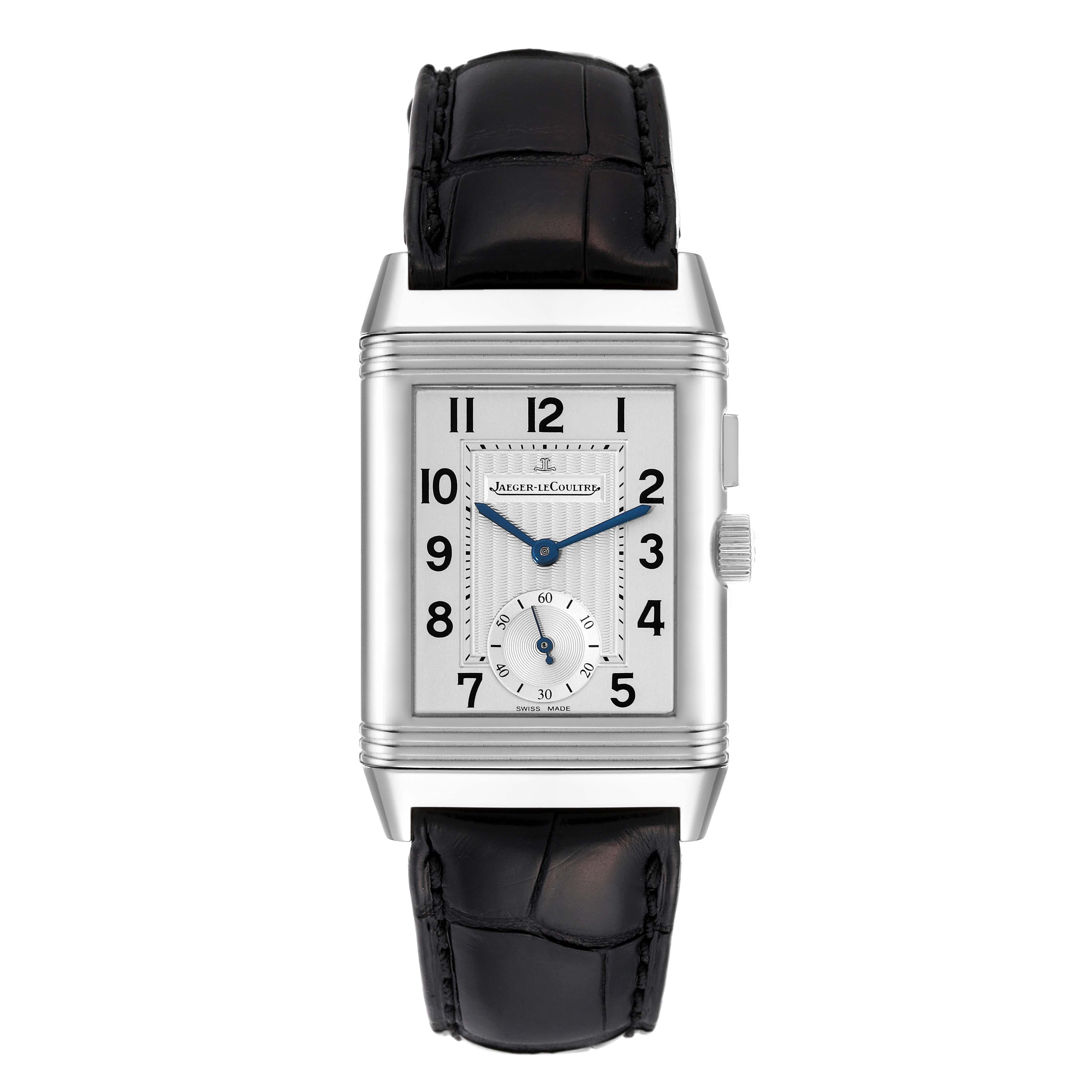 Jaeger LeCoultre Reverso Duo Day Night Steel Mens Watch 272.8.54 Q2718410 In Excellent Condition In Atlanta, GA