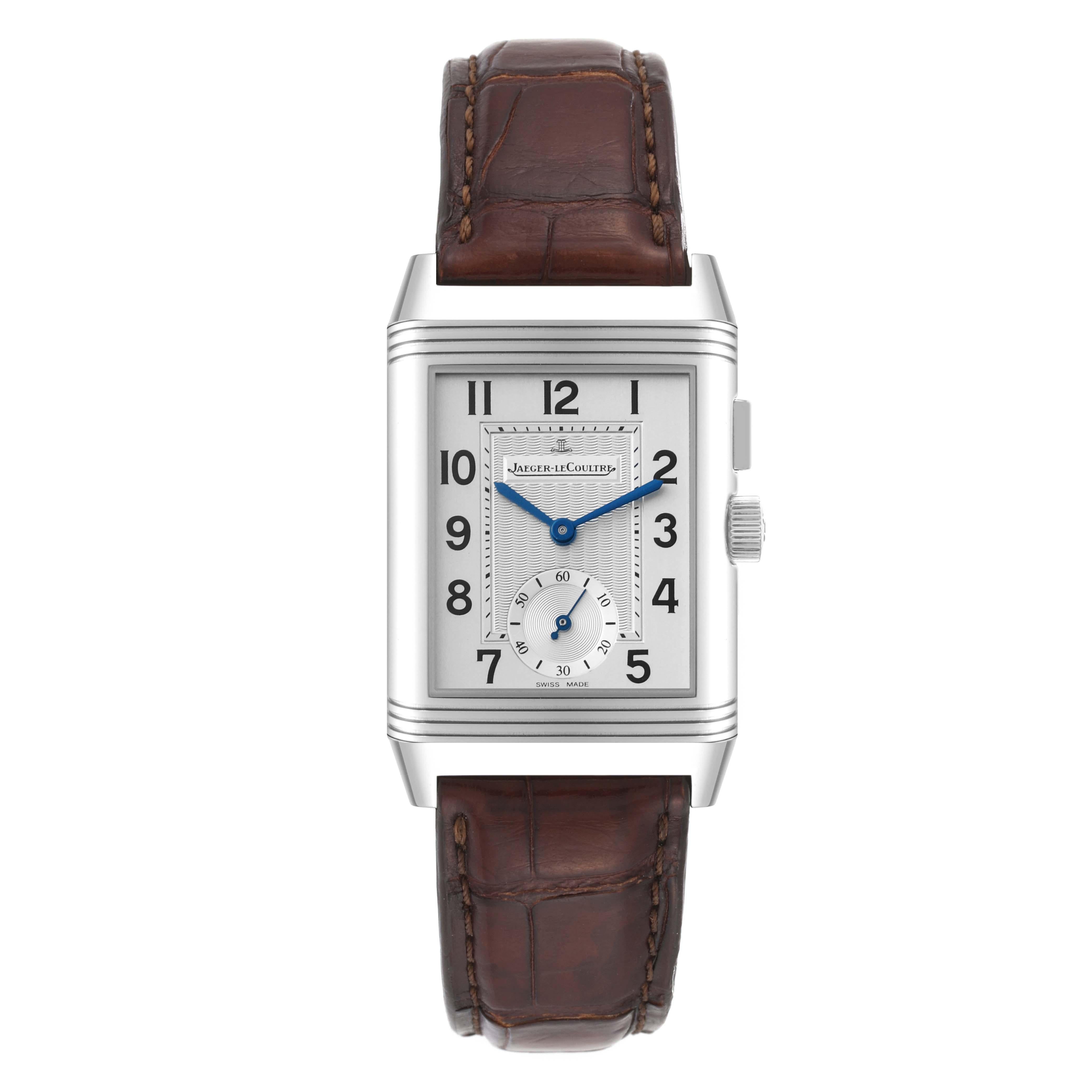 Jaeger LeCoultre Reverso Duo Day Night Steel Mens Watch 272.8.54 Q2718410 In Excellent Condition In Atlanta, GA