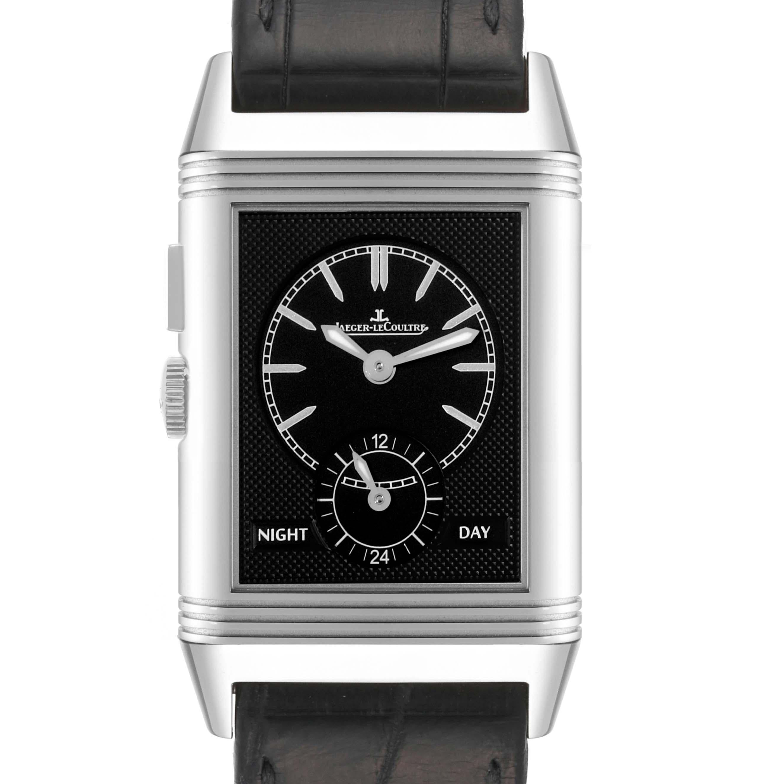Jaeger LeCoultre Reverso Duo Day Night Steel Mens Watch 278.8.54 Q3788570 In Excellent Condition For Sale In Atlanta, GA
