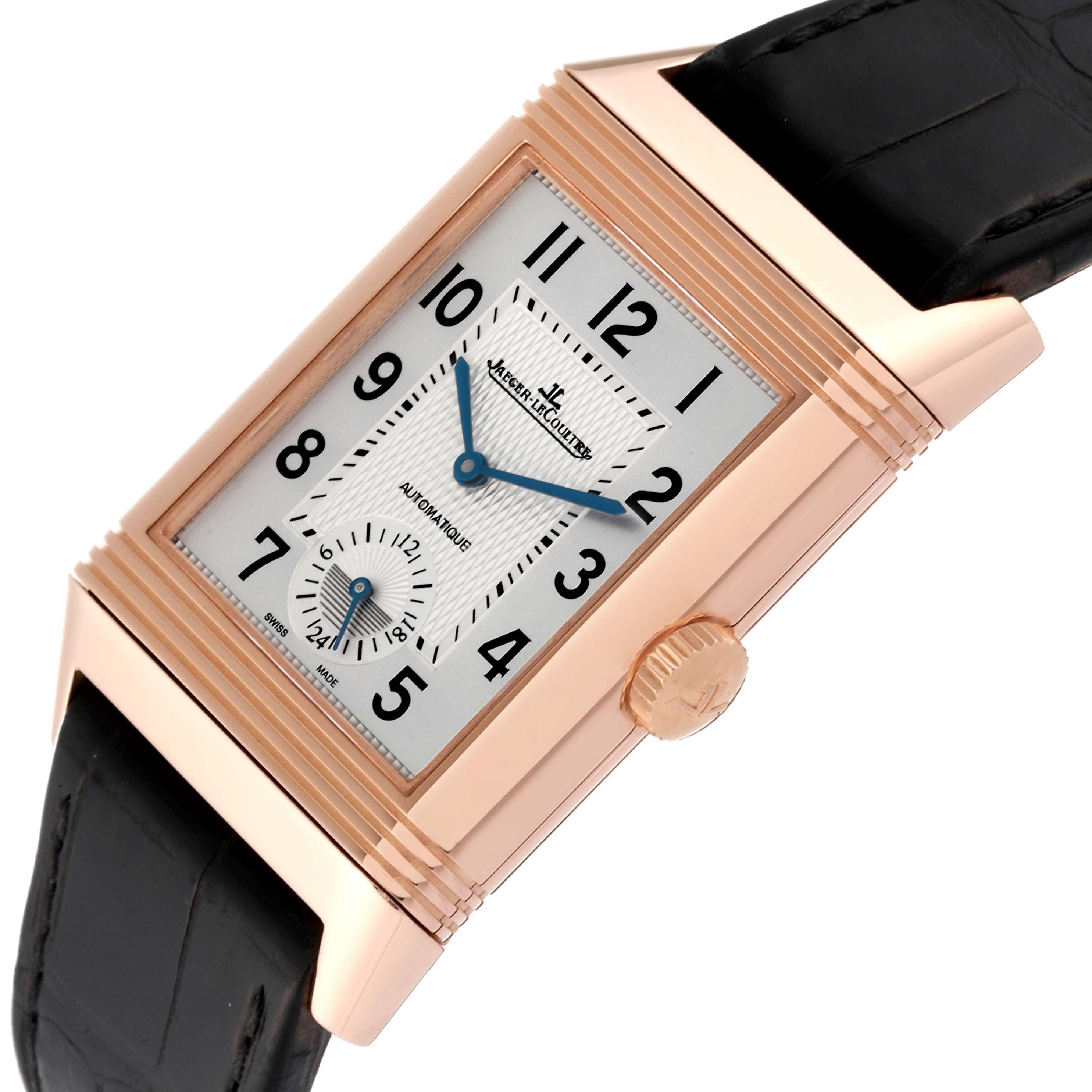 Jaeger LeCoultre Reverso Duoface Rose Gold Mens Watch 215.2.S9 Q3832420 Card For Sale 7