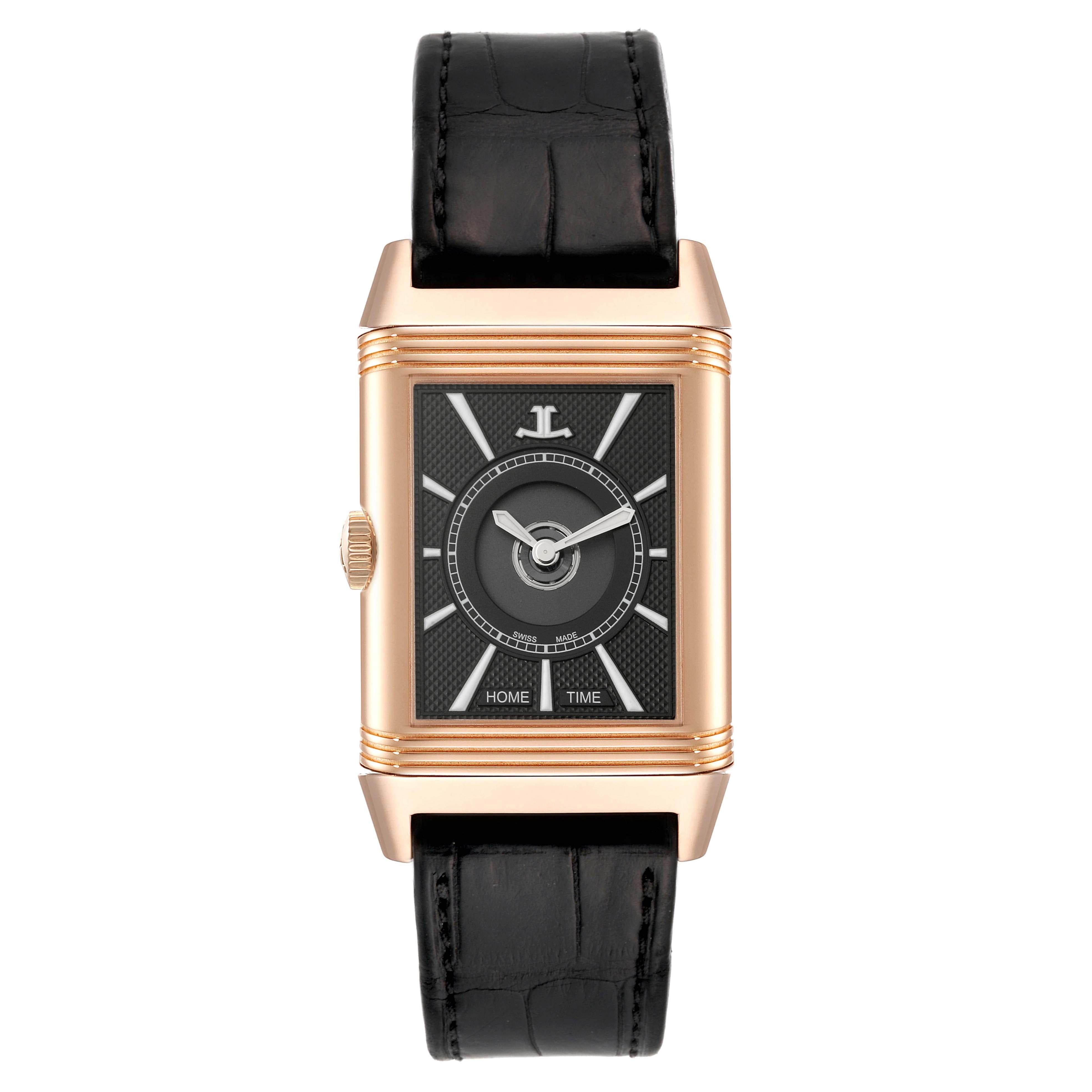 Jaeger LeCoultre Reverso Duoface Rose Gold Mens Watch 215.2.S9 Q3832420 Card For Sale 1