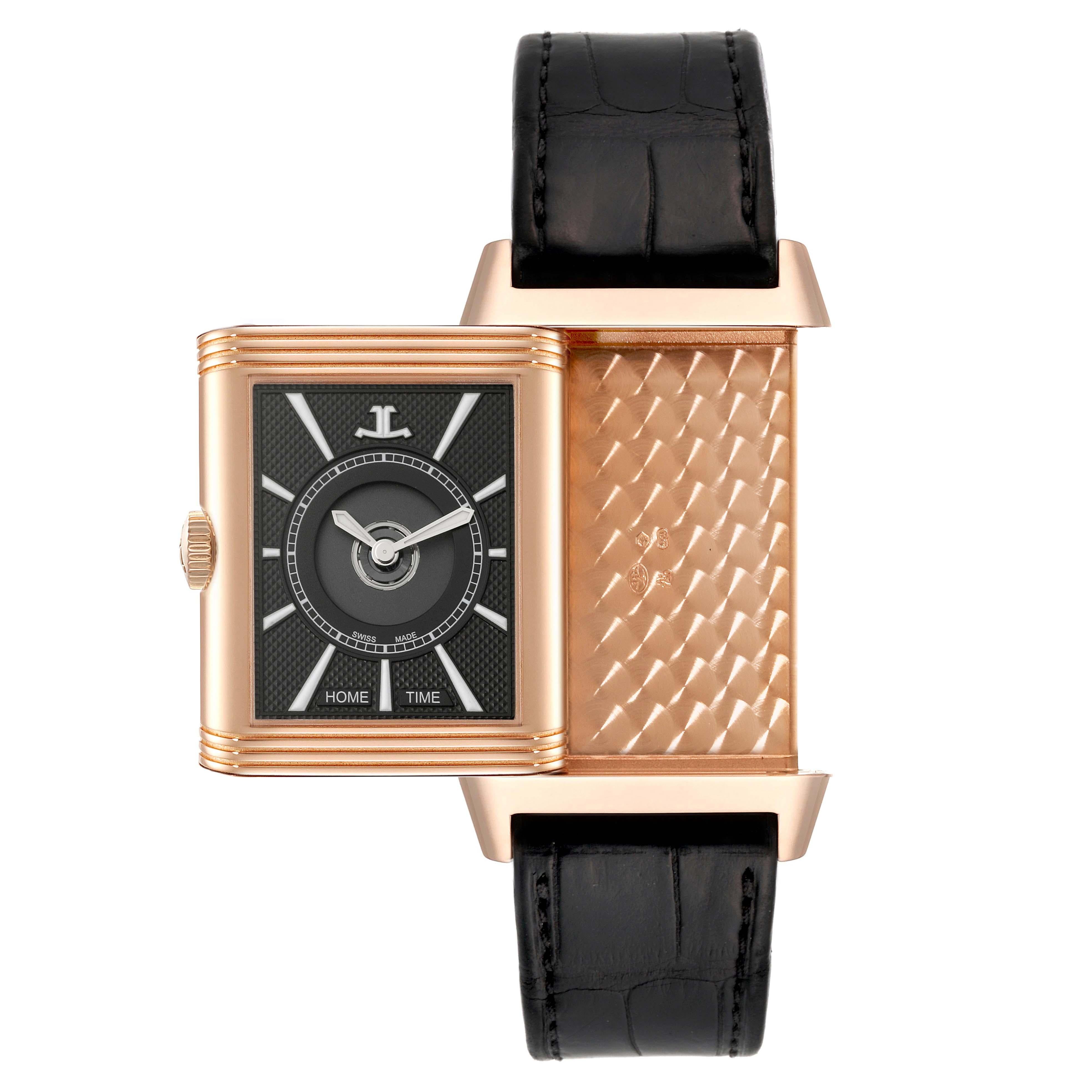 Jaeger LeCoultre Reverso Duoface Rose Gold Mens Watch 215.2.S9 Q3832420 Card For Sale 2