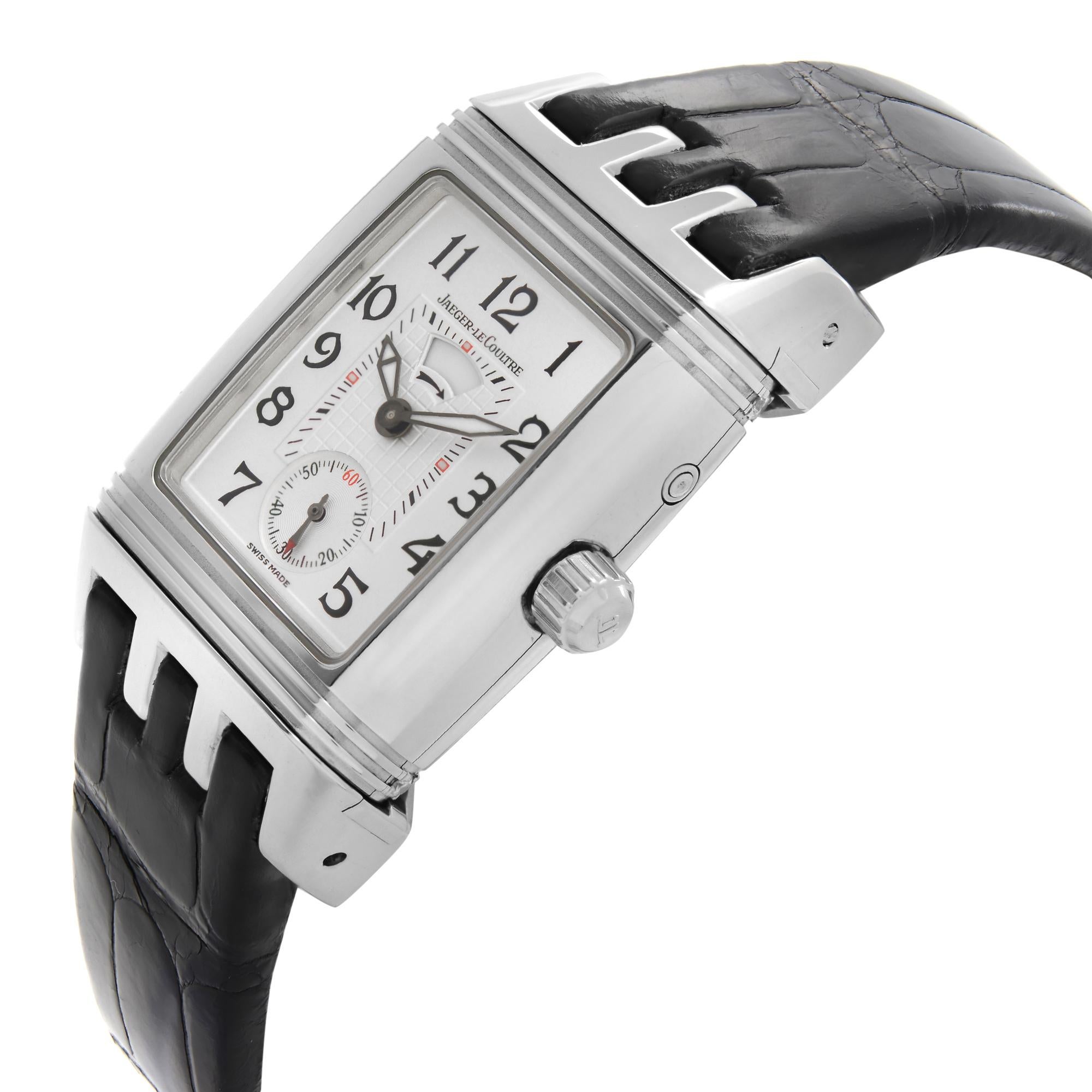 Jaeger-LeCoultre Reverso Gran Sport Day Night Diamond Steel Lady Watch 296.8.74 In Excellent Condition In New York, NY