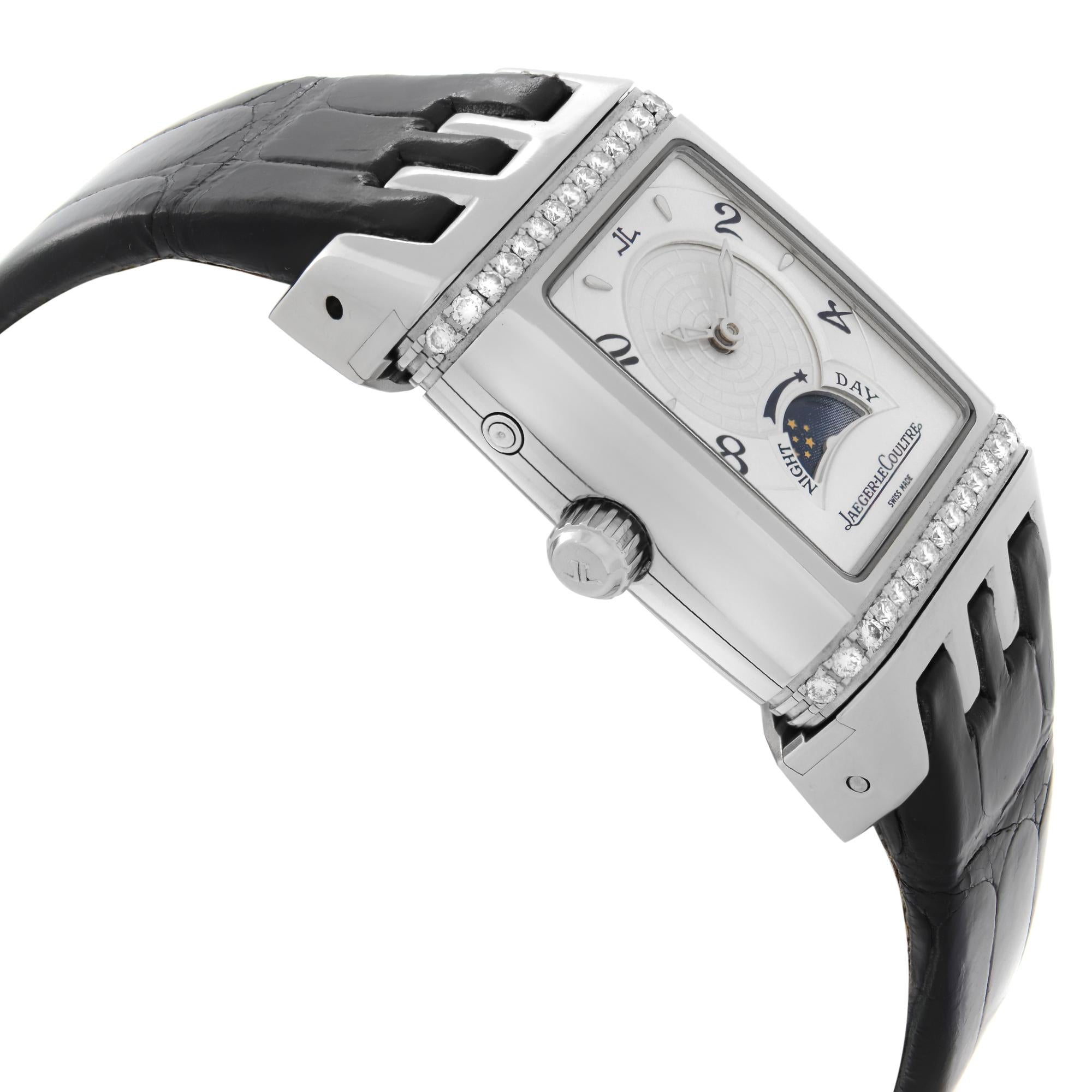 Jaeger-LeCoultre Reverso Gran Sport Day Night Diamond Steel Lady Watch 296.8.74 2