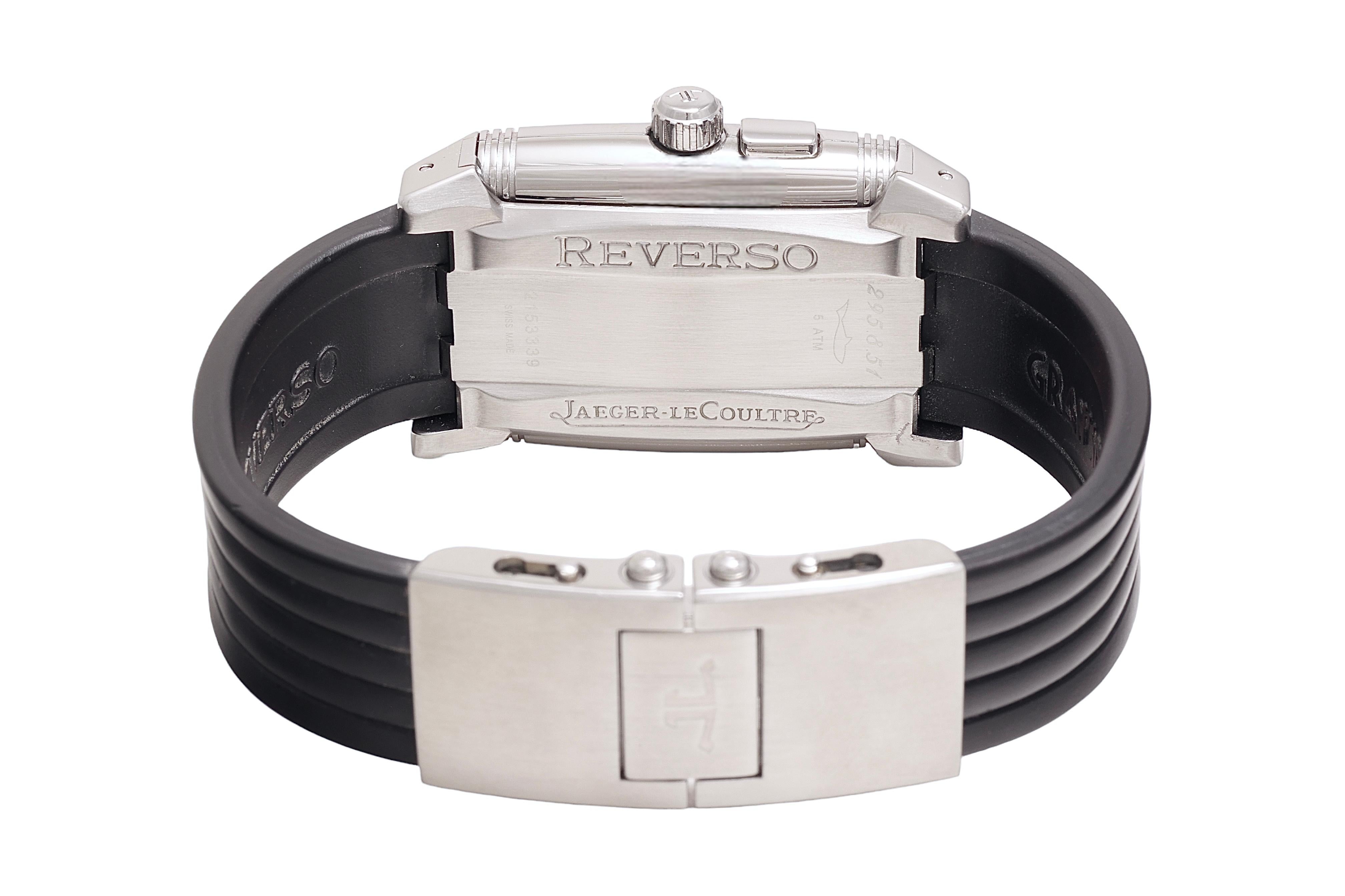 Jaeger LeCoultre Reverso, Gran Sport, Duo Face, GMT, Steel, Ref 295.8.51 For Sale 1