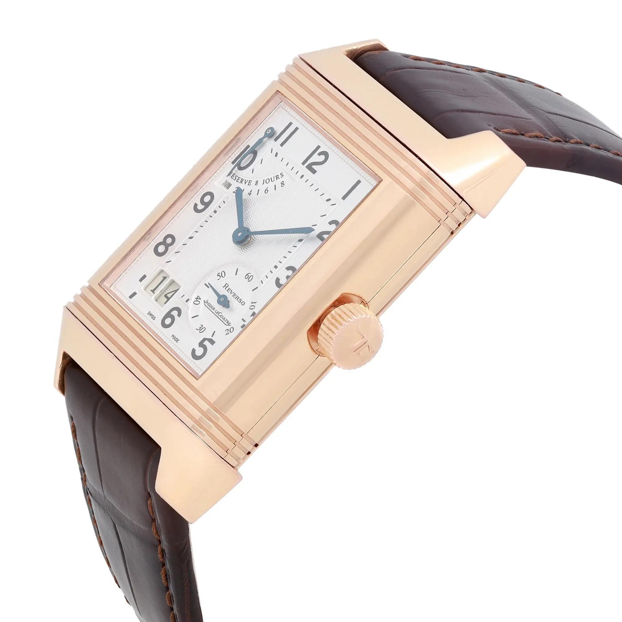 Jaeger-LeCoultre Reverso Grande 18k Rose Gold Silver Dial Watch Q300240 In Excellent Condition For Sale In New York, NY