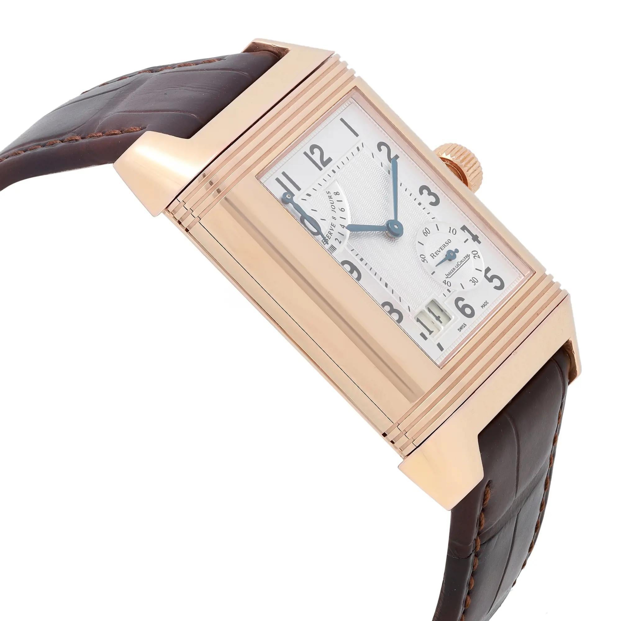 Men's Jaeger-LeCoultre Reverso Grande 18k Rose Gold Silver Dial Watch Q300240 For Sale