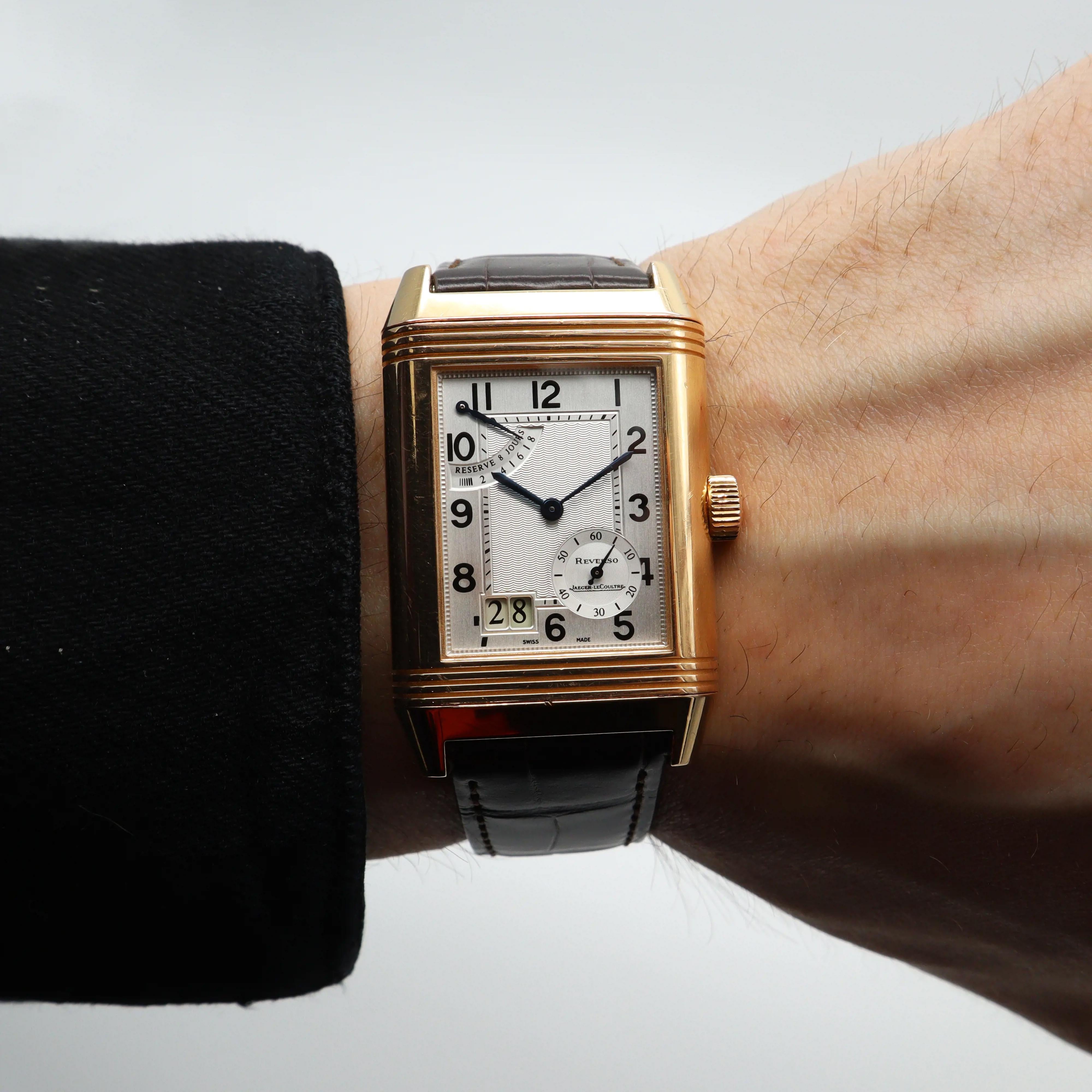 Jaeger-LeCoultre Reverso Grande 18k Rose Gold Silver Dial Watch Q300240 For Sale 3