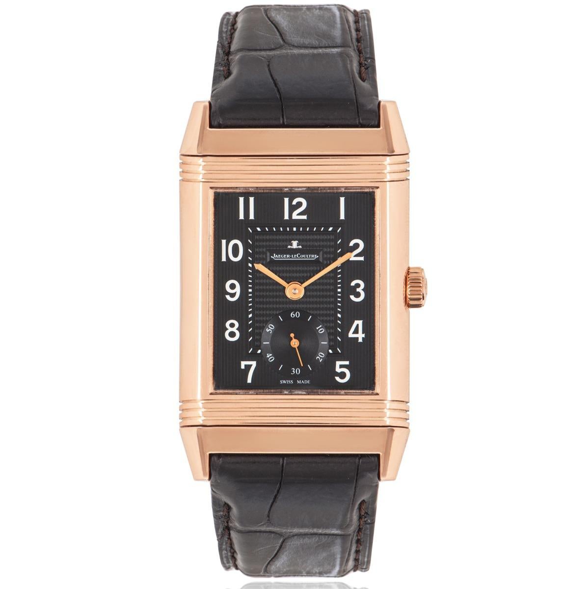 A limited edition 30mm Reverso Grande in rose gold from Jaeger LeCoultre. Starting in 2000, Jaeger started to collaborate with Portuguese artists with the aim of turning timepieces into timeless pieces of art. The initiative was started by Pedro