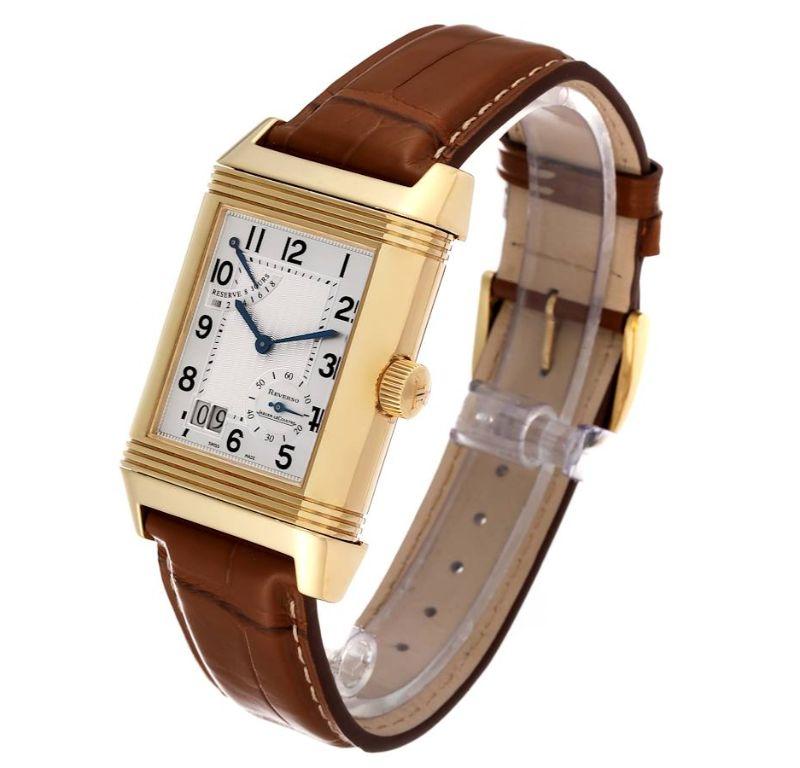 Jaeger LeCoultre Reverso Grande Date 8 Day Yellow Gold Watch 240.1.15 Q3001420 In Good Condition In Atlanta, GA