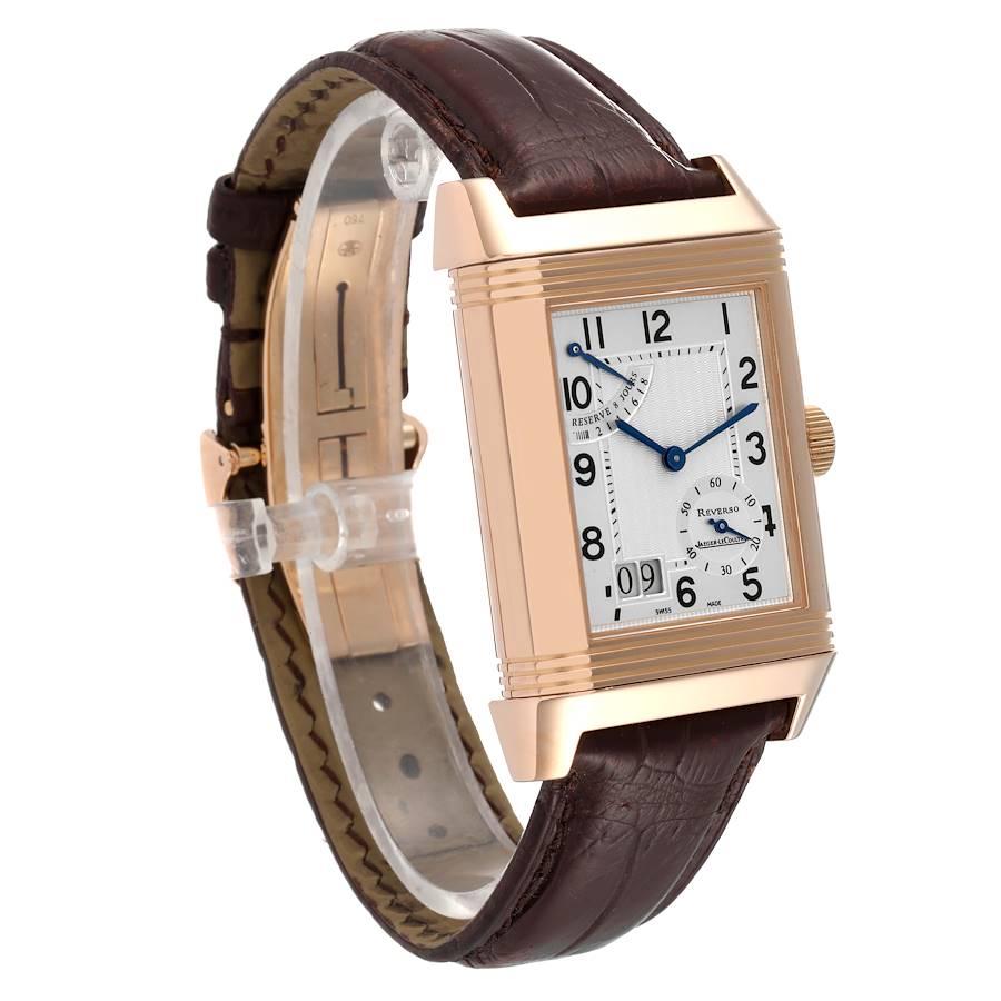 Jaeger LeCoultre Reverso Grande Date Rose Gold Watch 240.2.15 Q3002401 Box Paper In Excellent Condition In Atlanta, GA