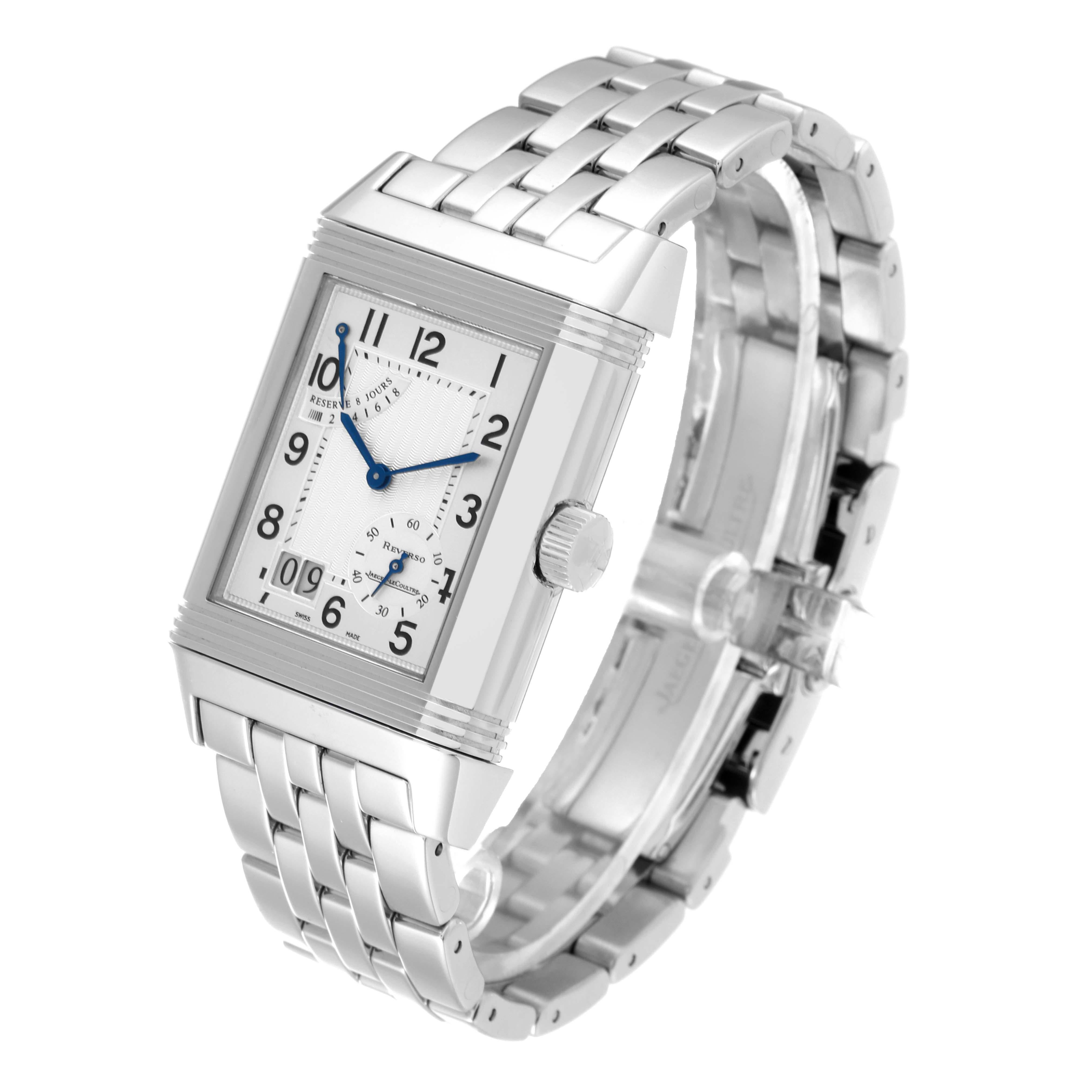 Jaeger LeCoultre Reverso Grande Date Steel Mens Watch 240.8.15 Q3008120 Papers For Sale 7