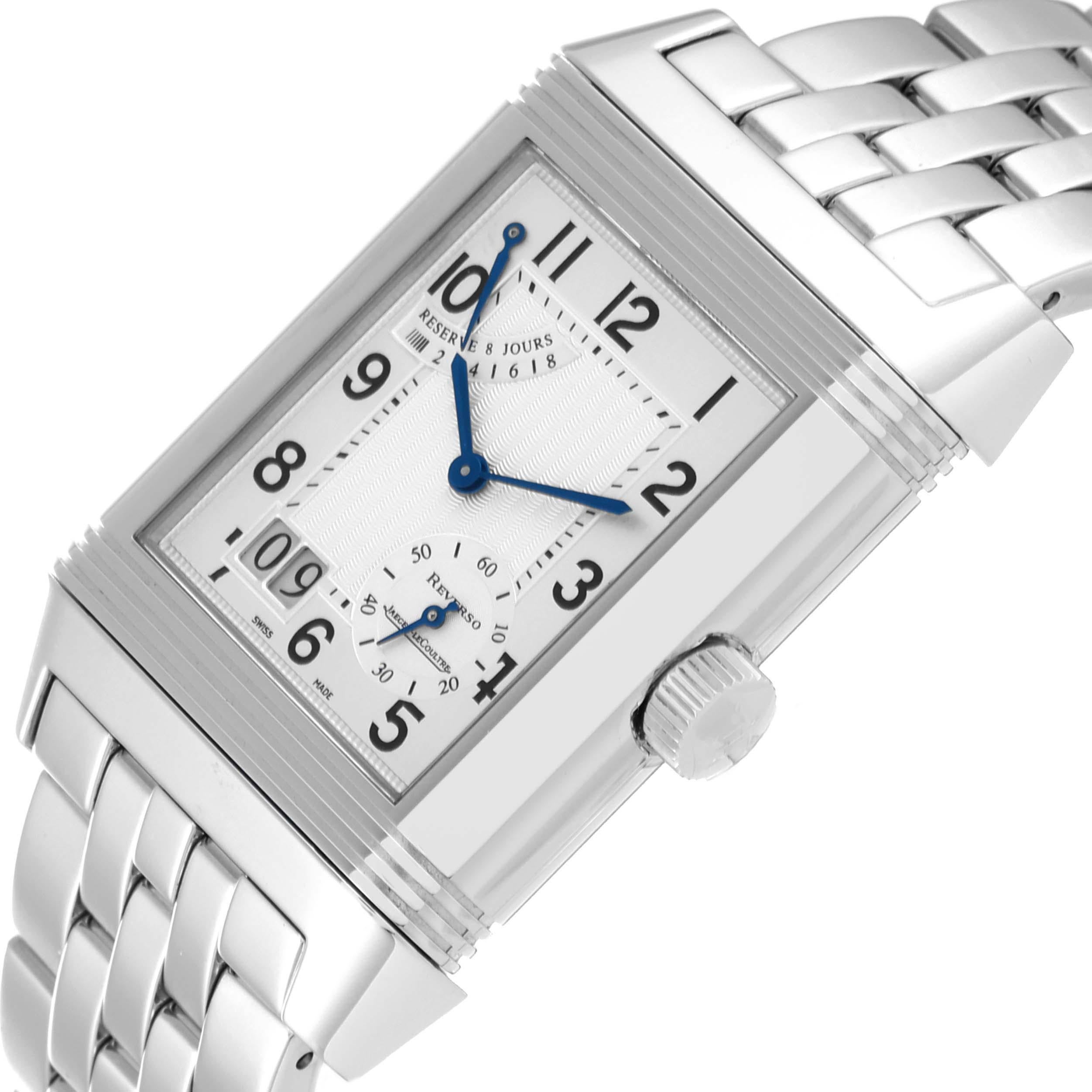 Men's Jaeger LeCoultre Reverso Grande Date Steel Mens Watch 240.8.15 Q3008120 Papers For Sale