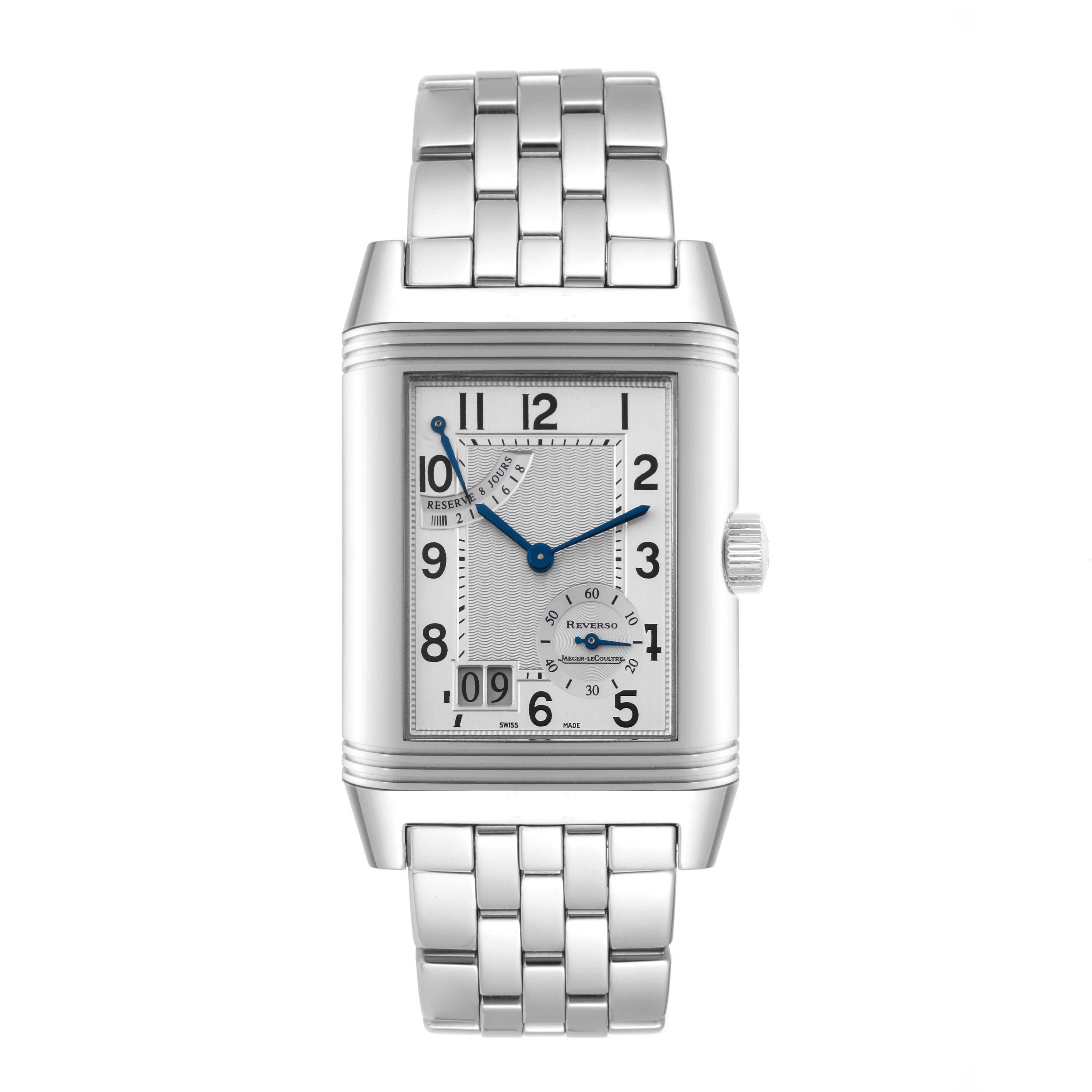 Jaeger LeCoultre Reverso Grande Date Steel Mens Watch 240.8.15 Q3008120 Papers For Sale 2