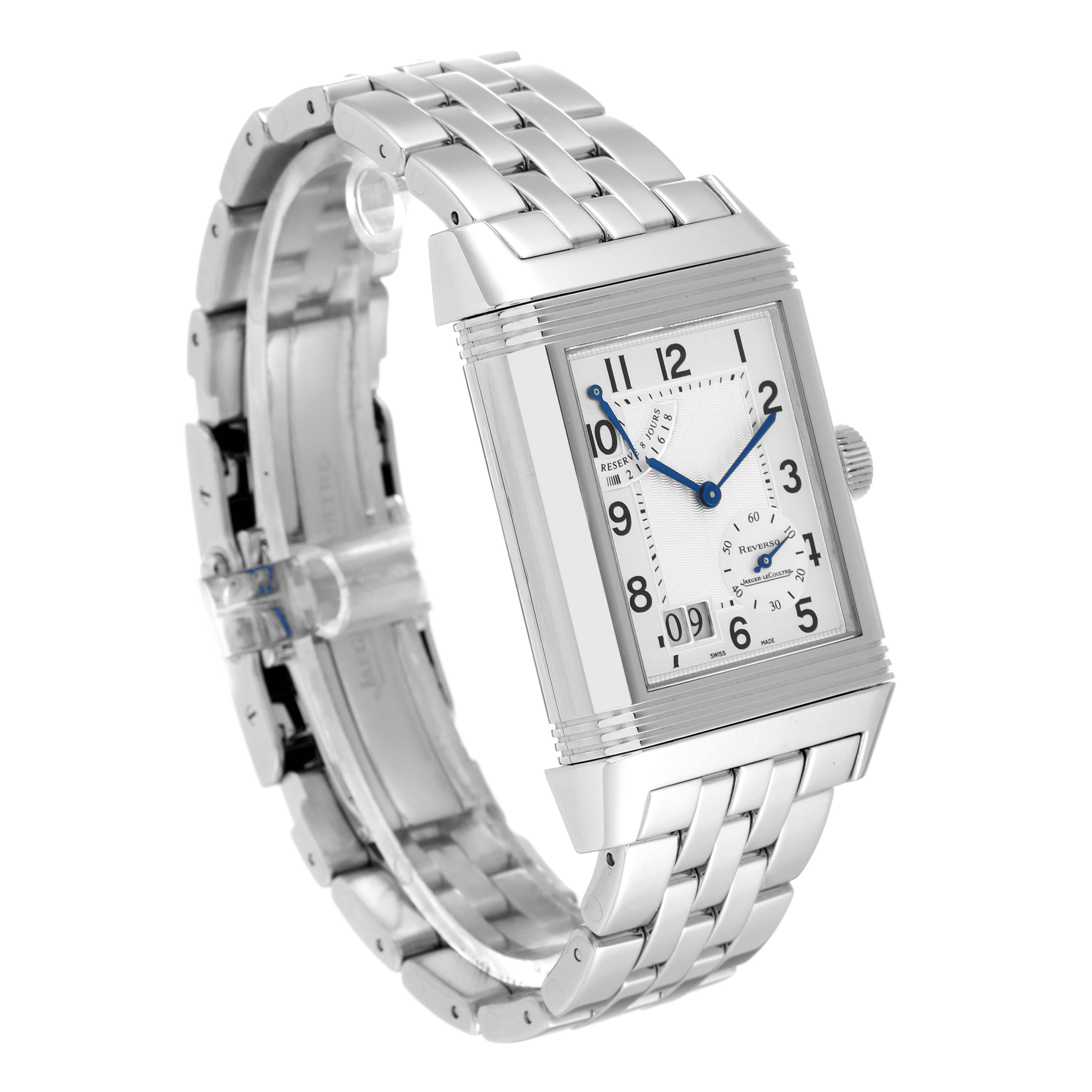 Jaeger LeCoultre Reverso Grande Date Steel Mens Watch 240.8.15 Q3008120 Papers For Sale 5