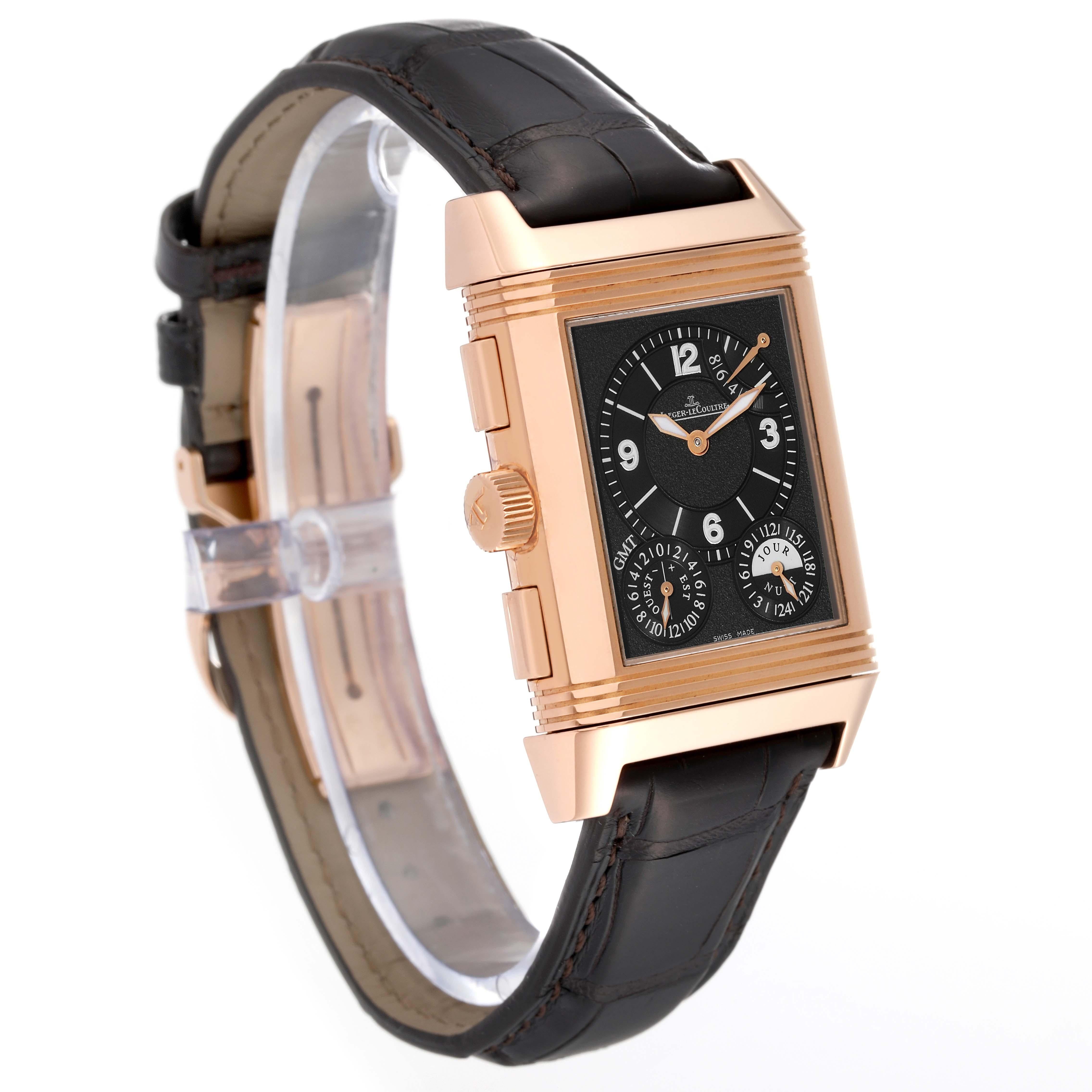 Jaeger LeCoultre Reverso Grande GMT Rose Gold Watch 240.2.18 Q3022420 Papers In Excellent Condition In Atlanta, GA