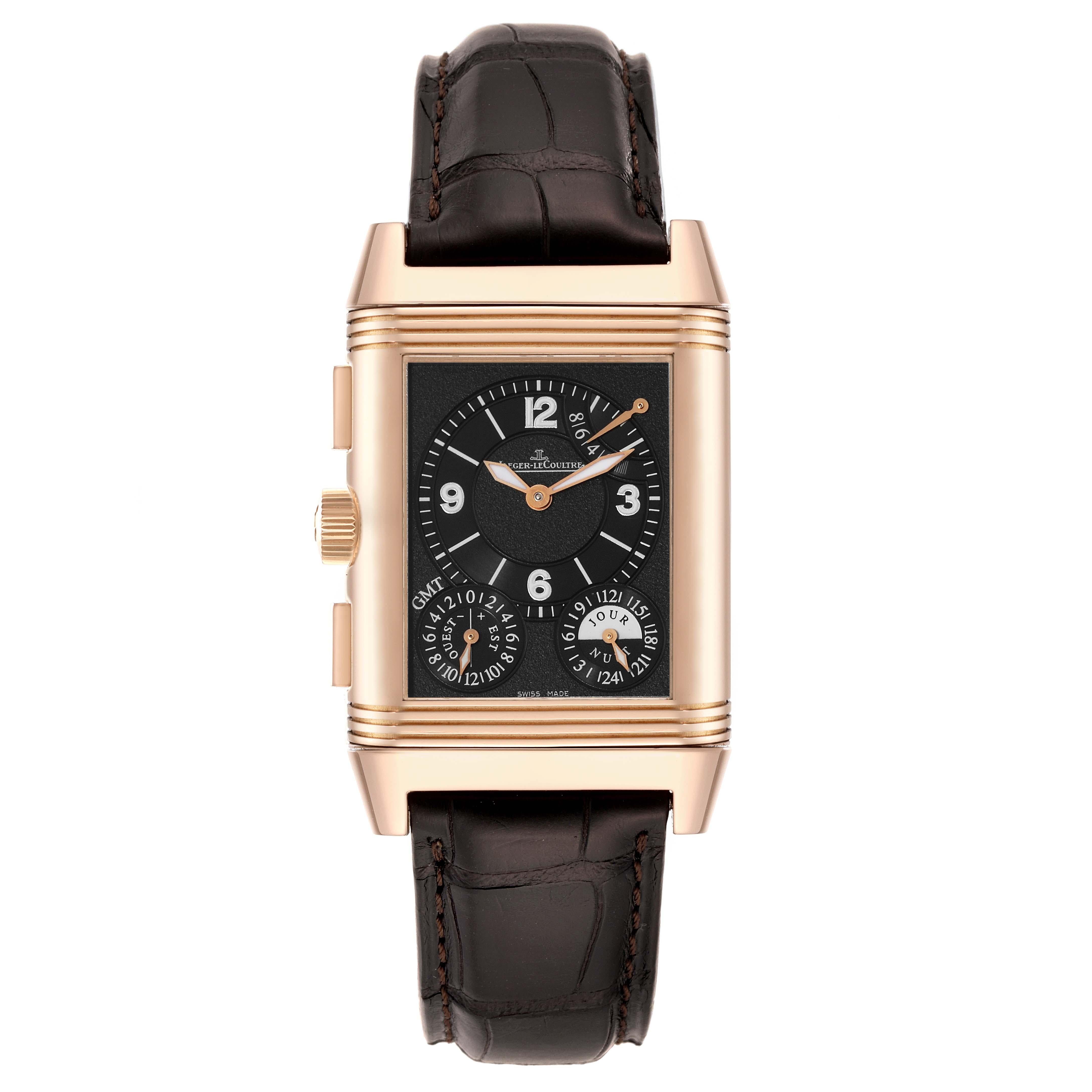 Men's Jaeger LeCoultre Reverso Grande GMT Rose Gold Watch 240.2.18 Q3022420 Papers