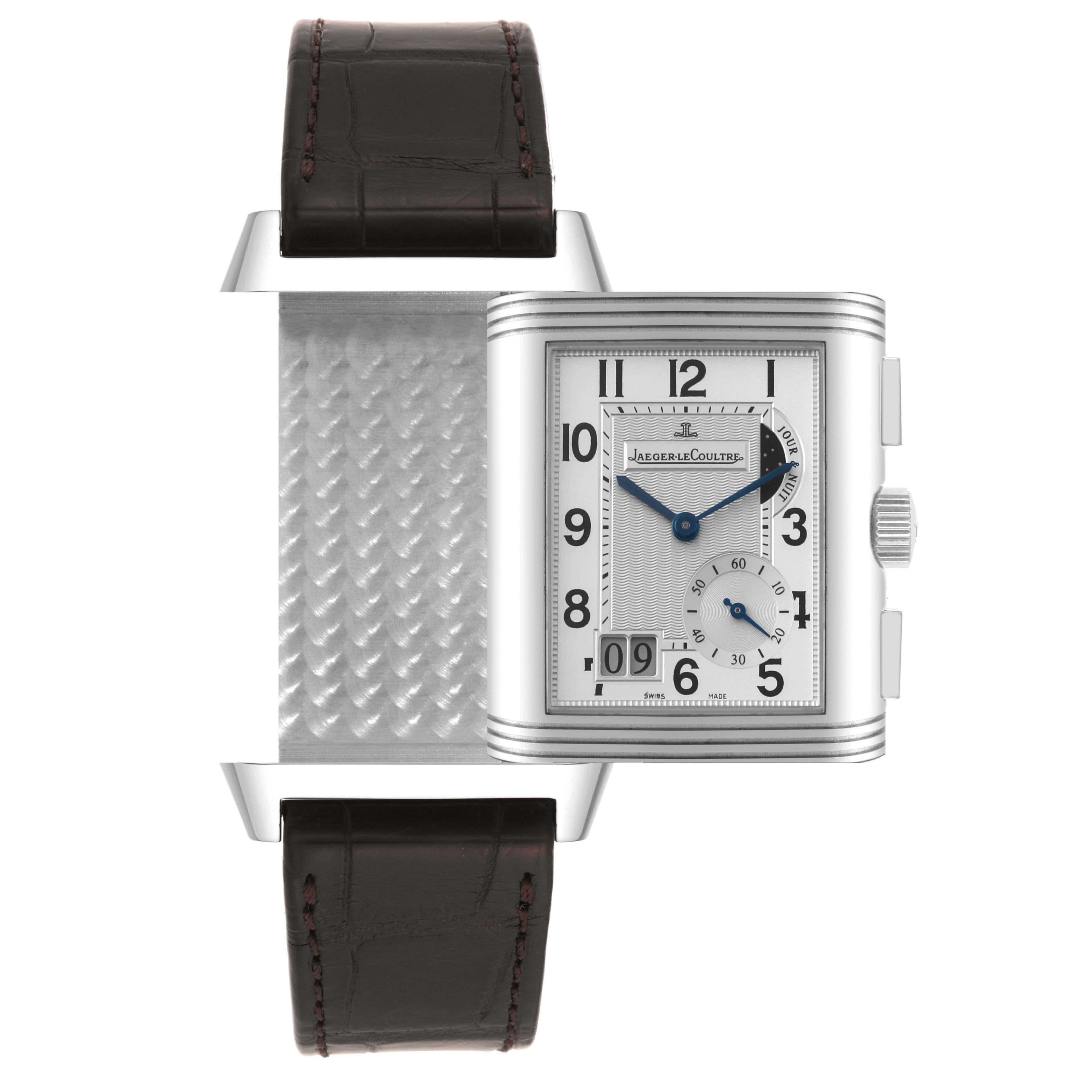 Men's Jaeger LeCoultre Reverso Grande GMT Steel Watch 240.8.18 Q3028420 Box Papers For Sale
