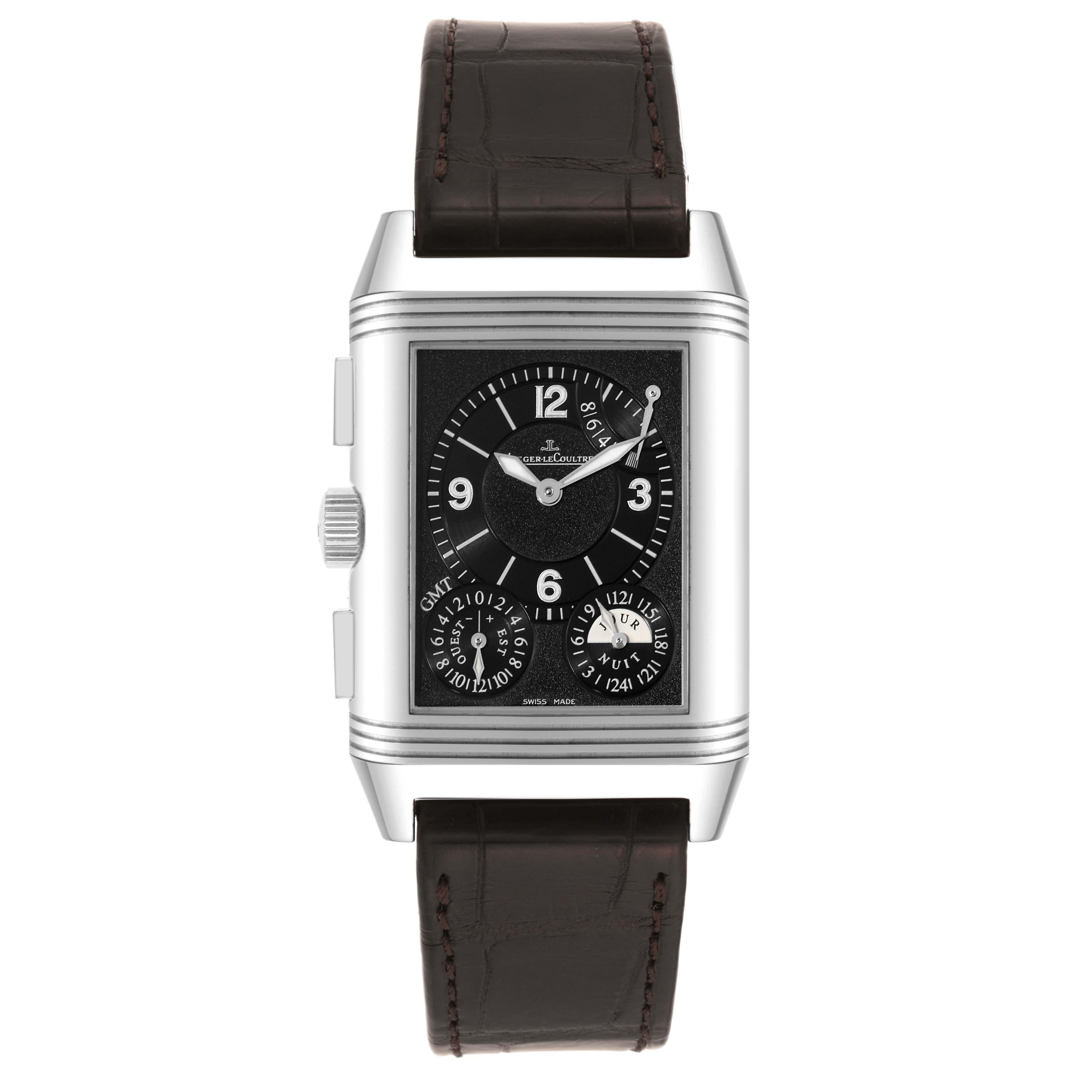 Jaeger LeCoultre Reverso Grande GMT Steel Watch 240.8.18 Q3028420 Box Papers For Sale 2