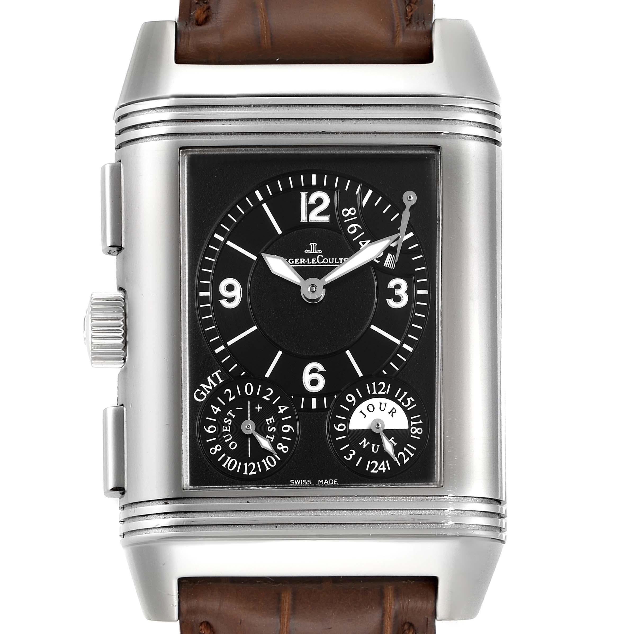 Jaeger-LeCoultre Montre Reverso Grande GMT 240.8.18 Q3028420 Boîte et papiers d'origine Excellent état - En vente à Atlanta, GA
