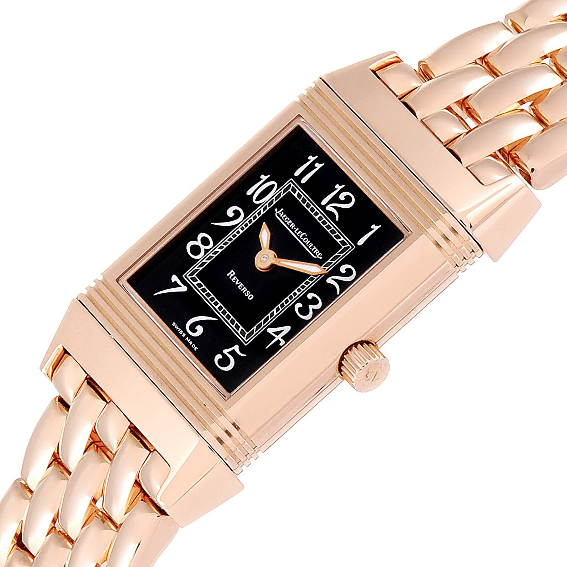 Jaeger LeCoultre Reverso Rose Gold Ladies Watch 260.2.86 Box Papers For Sale 1