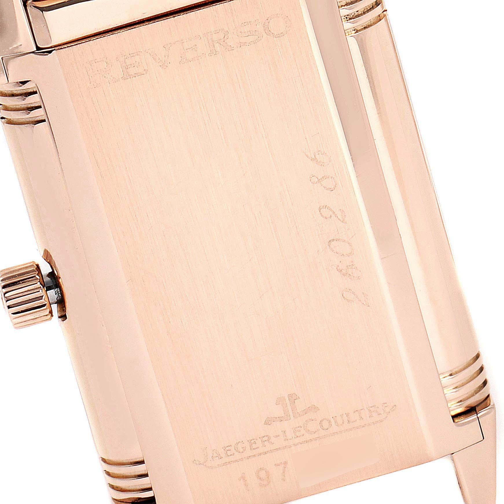 Jaeger LeCoultre Reverso Rose Gold Ladies Watch 260.2.86 Box Papers For Sale 3