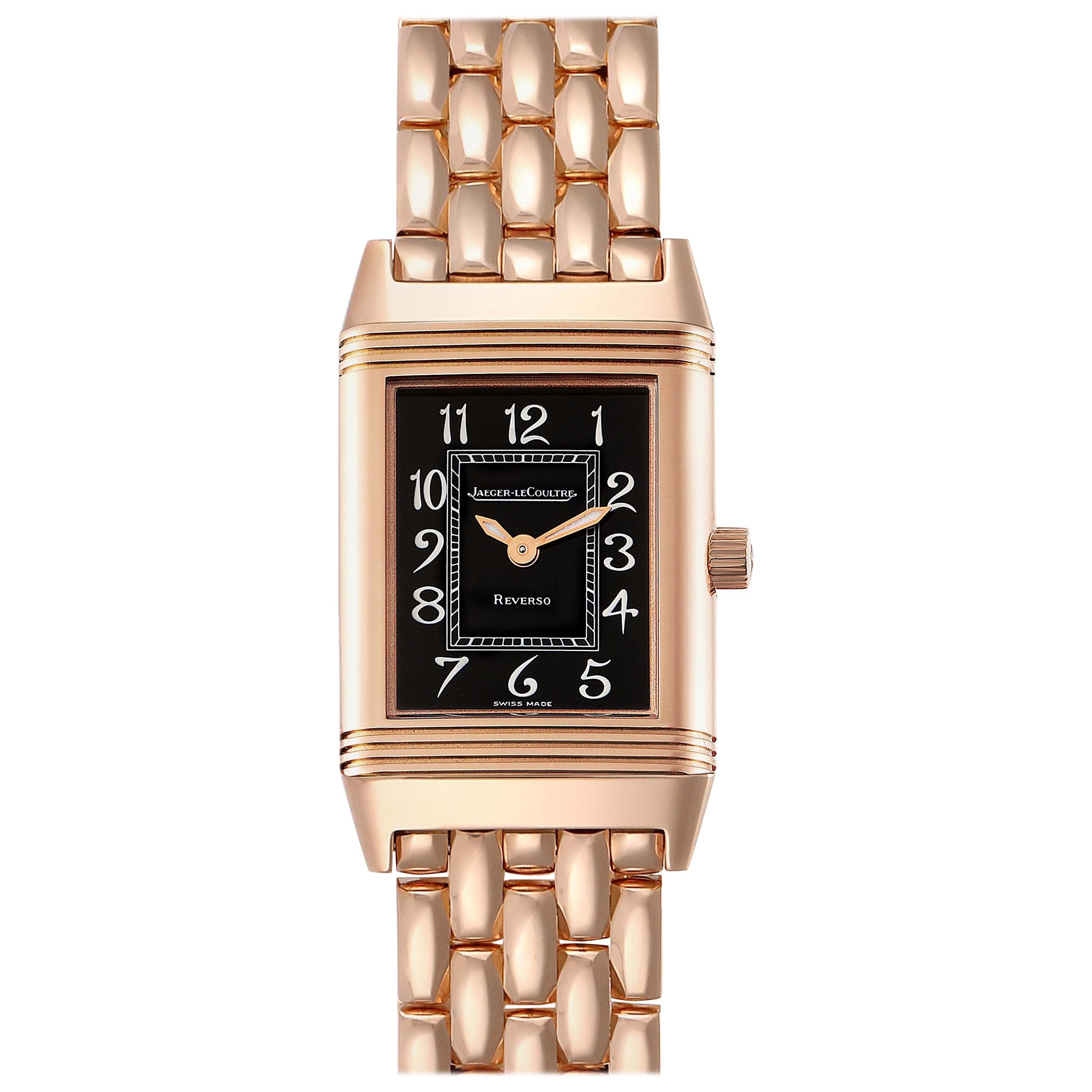 Jaeger LeCoultre Reverso Rose Gold Ladies Watch 260.2.86 Box Papers