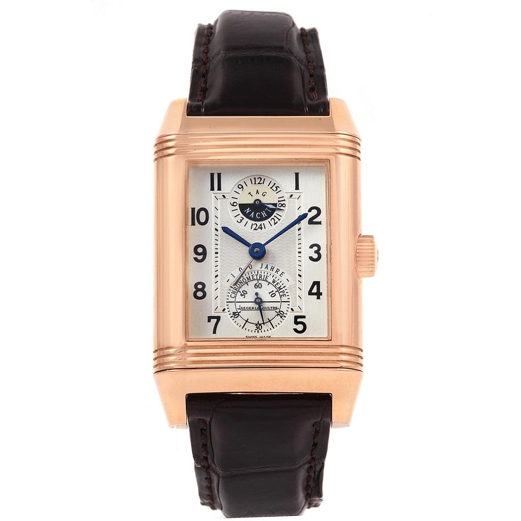 Jaeger-LeCoultre Reverso Rose Gold Wempe Limited Edition Uhr 240.2.72. Automatisches Uhrwerk mit Selbstaufzug. Rechteckiges Gehäuse aus 18 Karat Roségold, 29,0 x 47 mm, mit geriffelten Enden, die sich in der Bodenplatte drehen.