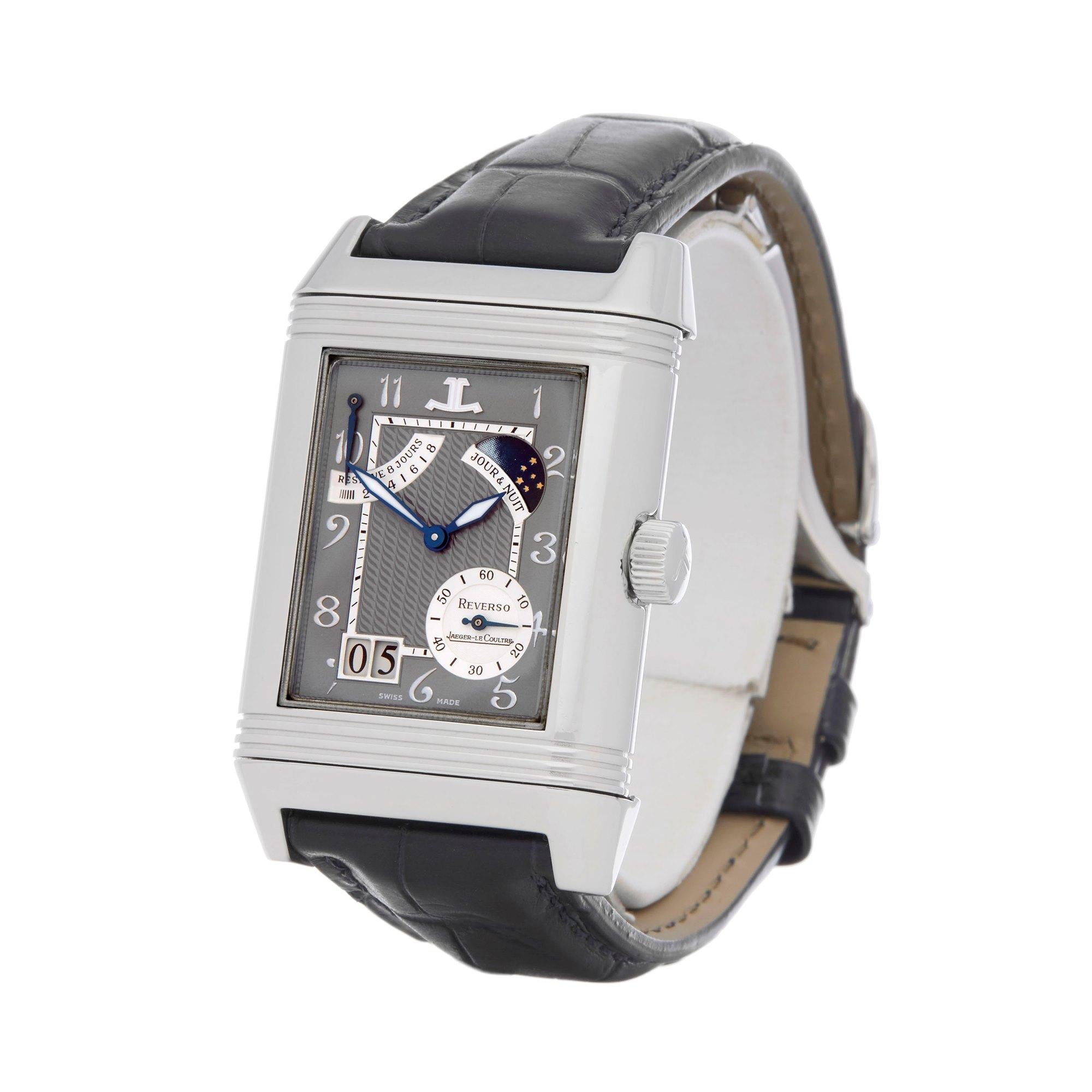 Xupes Reference: W007717
Manufacturer: Jaeger-LeCoultre
Model: Reverso
Model Variant: SEPTANTIEME
Model Number: Q3006420
Age: 12-10-2006
Gender: Men
Complete With: Jaeger- LeCoultre Box, Manuals & Guarantee
Dial: Grey Arabic
Glass: Sapphire