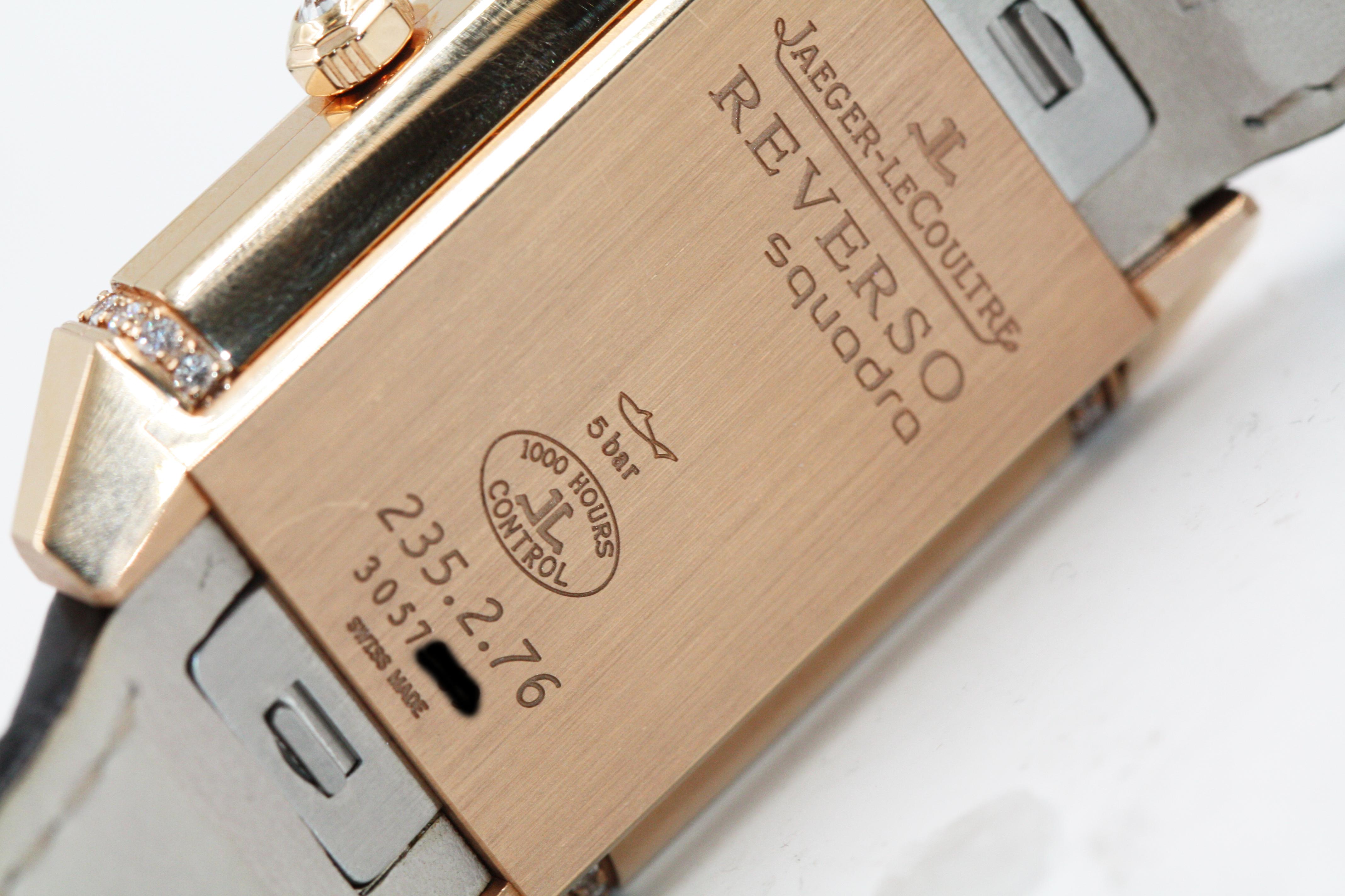 Jaeger-LeCoultre Reverso Squadra Lady Duetto versilberte Guilloche/Schwarze Zifferblattuhr mit schwarzem Zifferblatt im Angebot 7