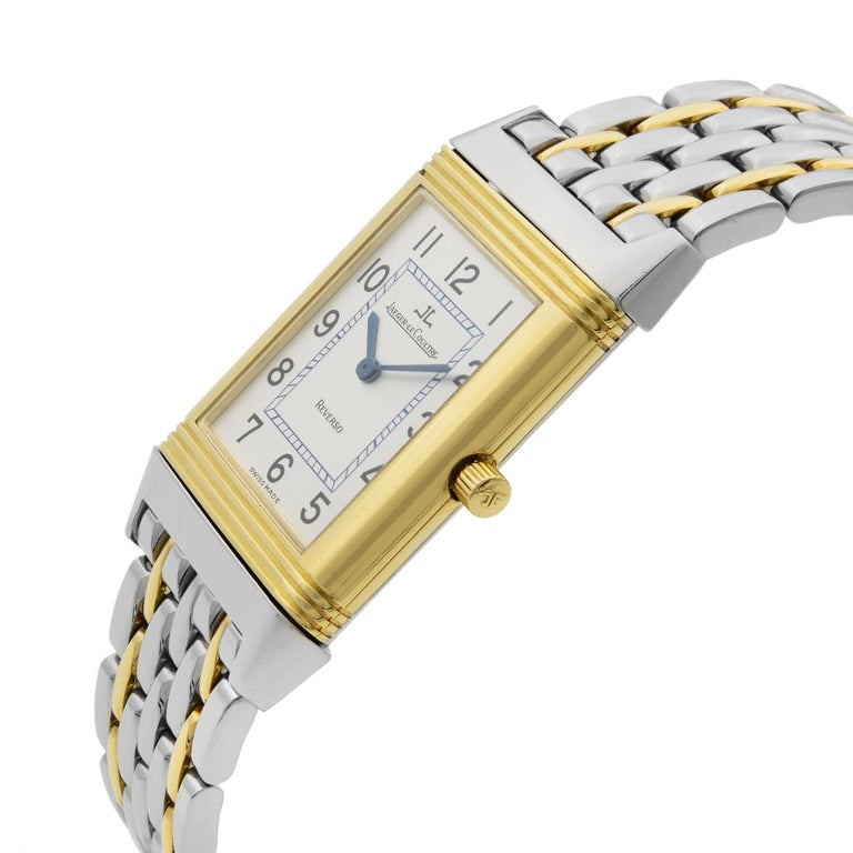 JaegerLeCoultre Reverso Steel 18k Gold Silver Dial Quartz Men’s Watch