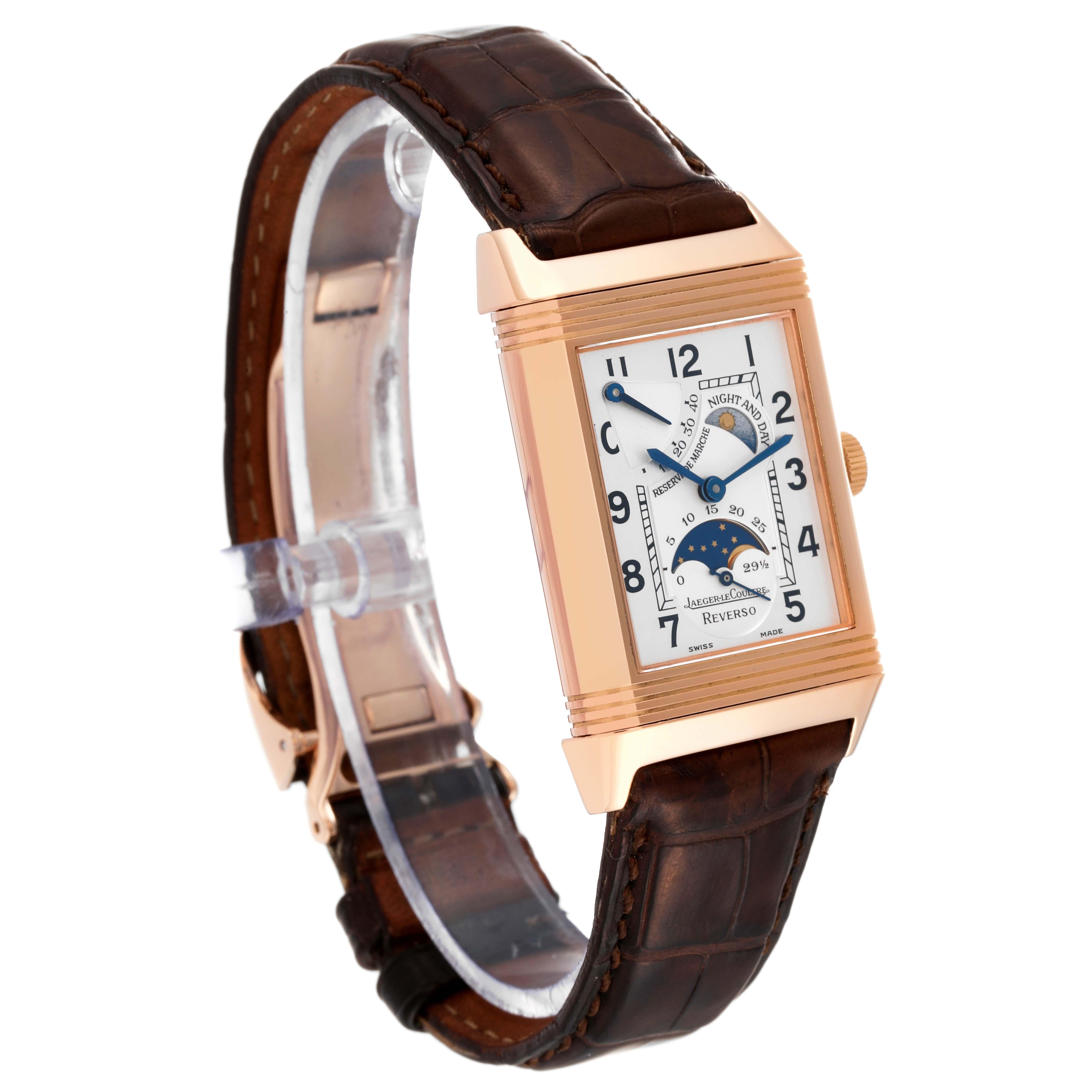 Jaeger LeCoultre Montre Reverso Sun Moon Rose Gold pour hommes 270,2.63 Boîte et papiers d'origine Excellent état à Atlanta, GA
