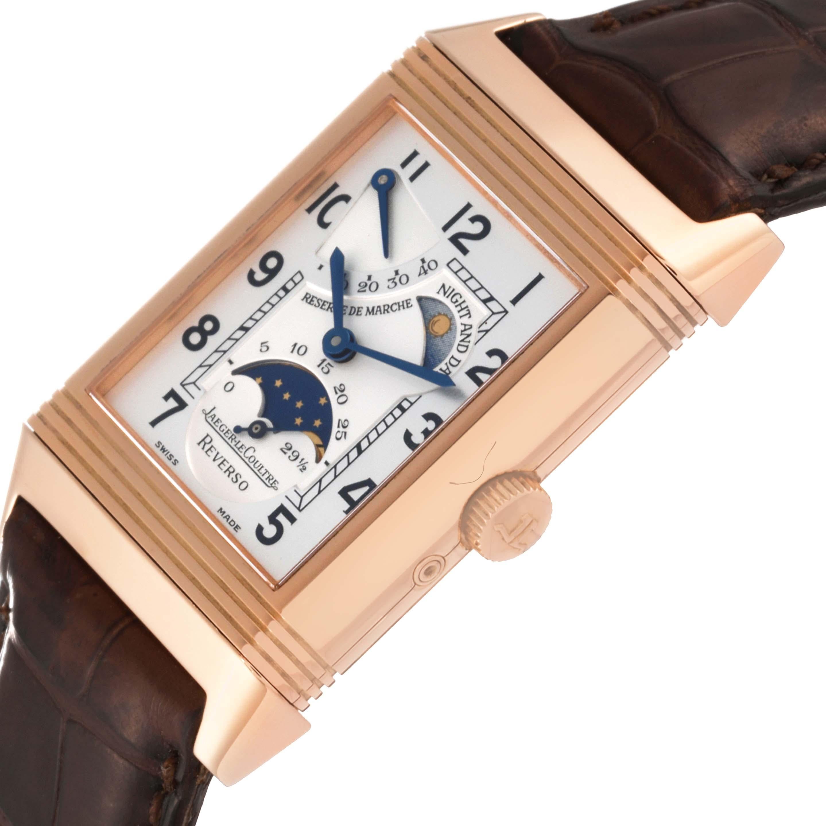 Jaeger LeCoultre Reverso Sun Moon Rose Gold Mens Watch 270.2.63 Box Papers 1