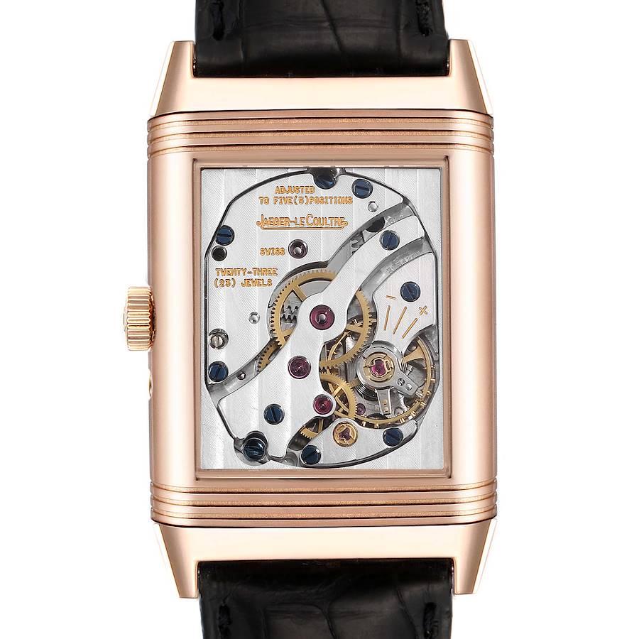Jaeger LeCoultre Reverso Sonne Mond Rose Gold Herrenuhr 270.2.63 Q2752420. Uhrwerk mit Handaufzug. 18K Roségold 42,2 x 26,1 mm Gehäuse rechteckig drehbar. Ausstellungsgehäuseboden. gerippte Lünette aus 18 Karat Roségold. Kratzfestes Saphirglas.