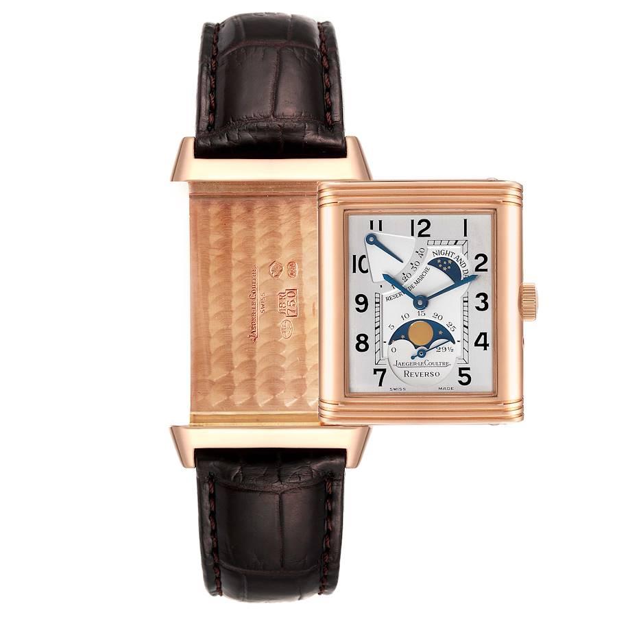 Jaeger LeCoultre Reverso Sun Moon Rose Gold Mens Watch 270.2.63 Q2752420 In Excellent Condition In Atlanta, GA