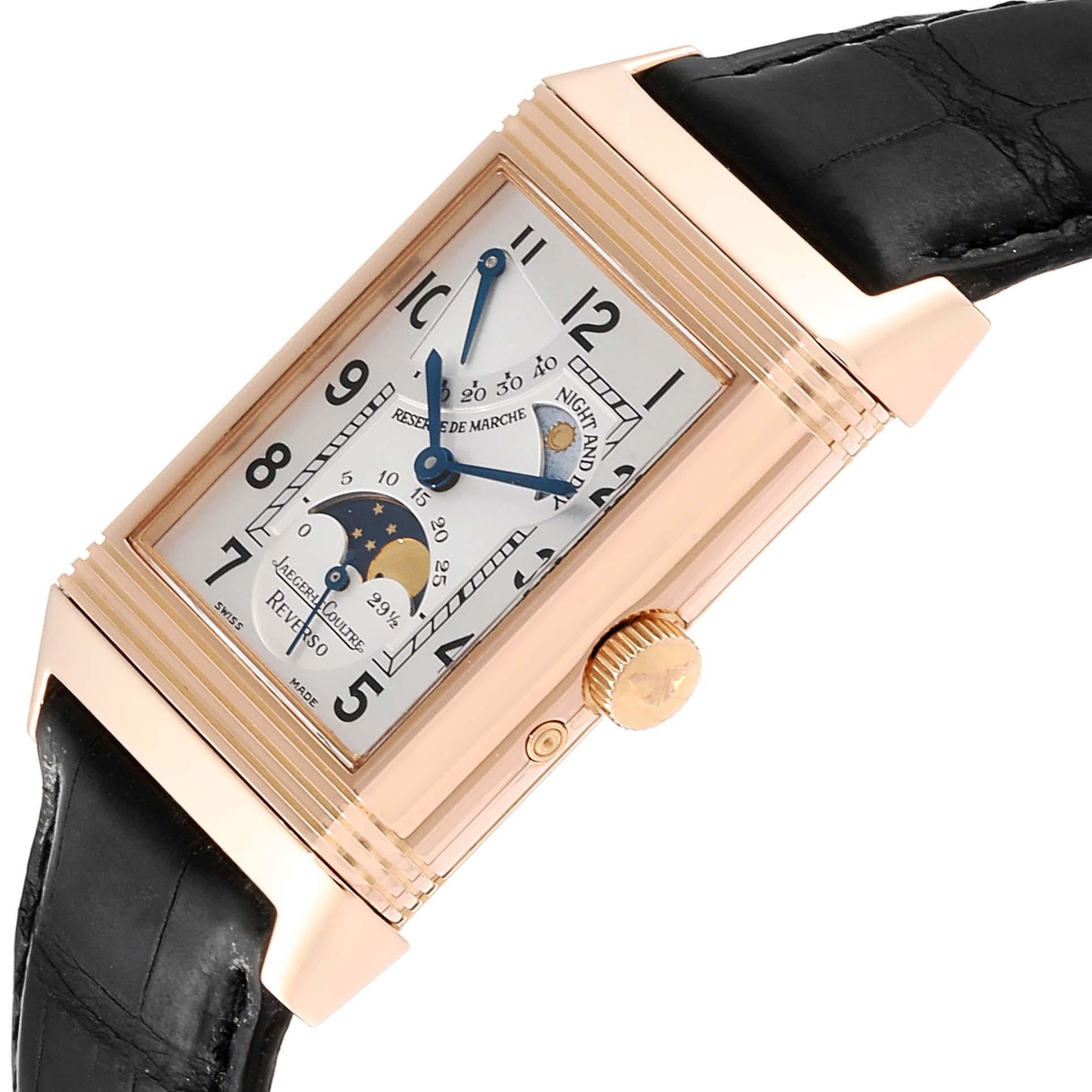 Jaeger LeCoultre Reverso Sun Moon Rose Gold Watch 270.2.63 Q3042420 In Excellent Condition For Sale In Atlanta, GA