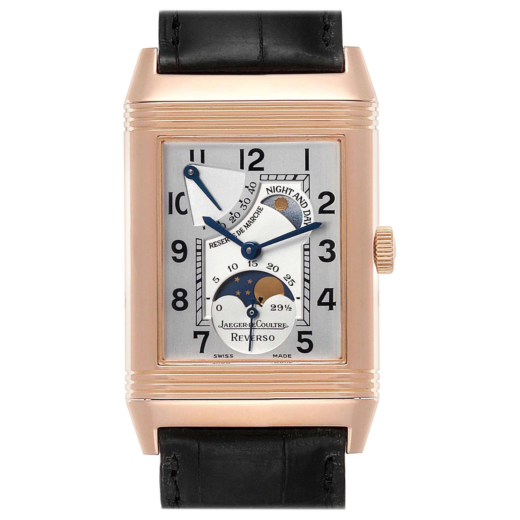 Jaeger LeCoultre Reverso Sun Moon Rose Gold Watch 270.2.63 Q3042420 For Sale